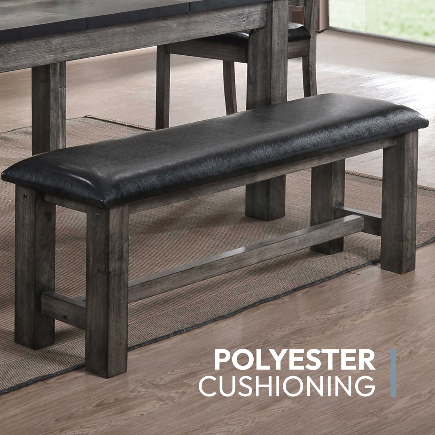 Rustic Gray Oak 8-Piece Dining Set with High-Back Chairs and Bench