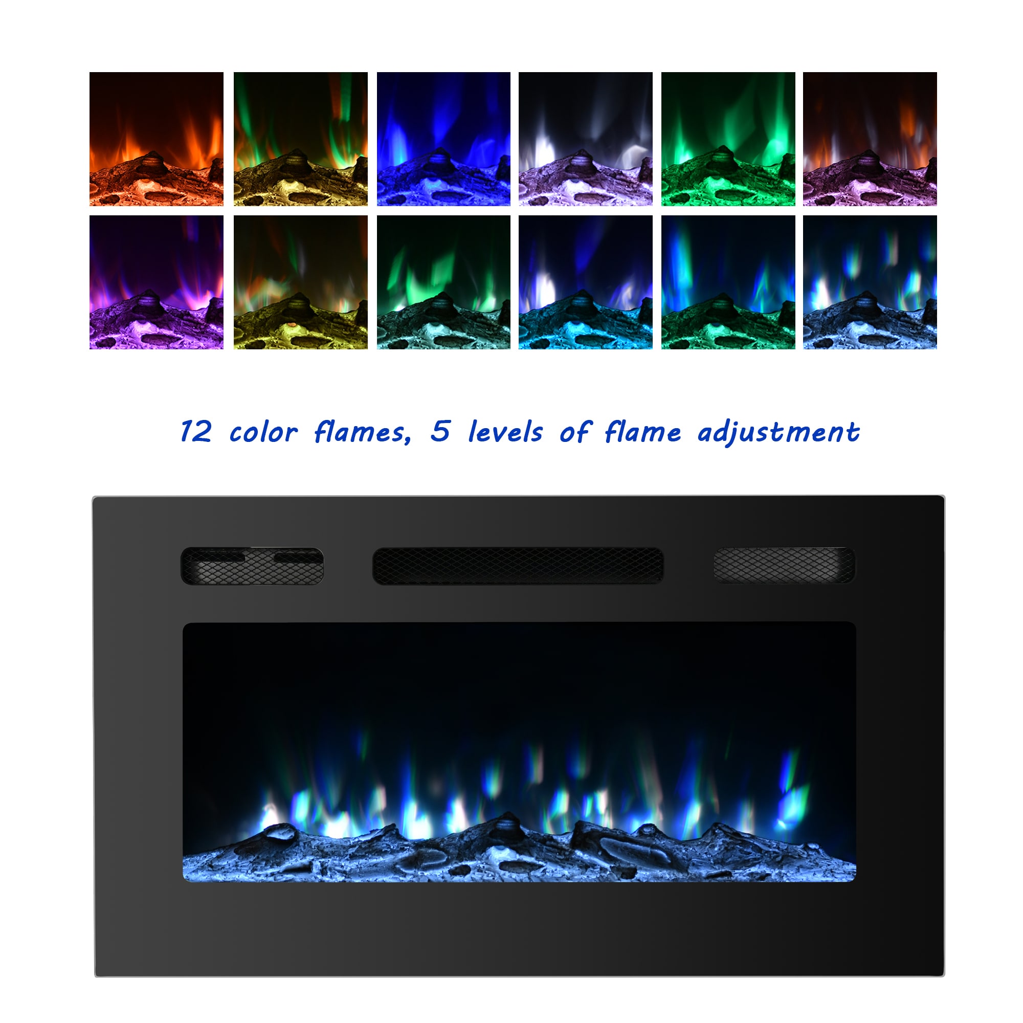 GZMR 30-in W Black LED Electric Fireplace GZWF-EF30R Sansujyuku sansujyuku.com