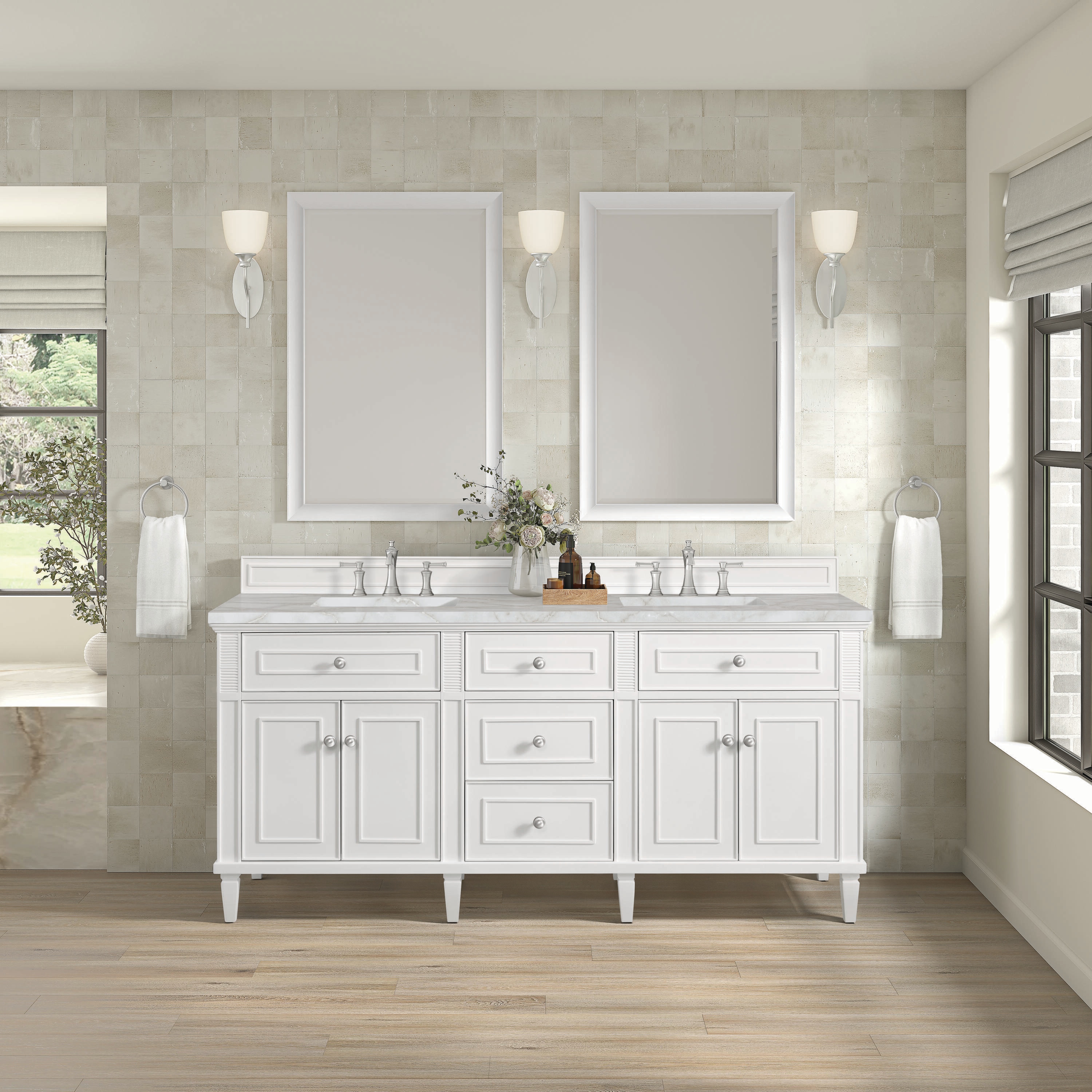 James Martin Vanities Lorelai 72-in Bright White Undermount Double Sink ...