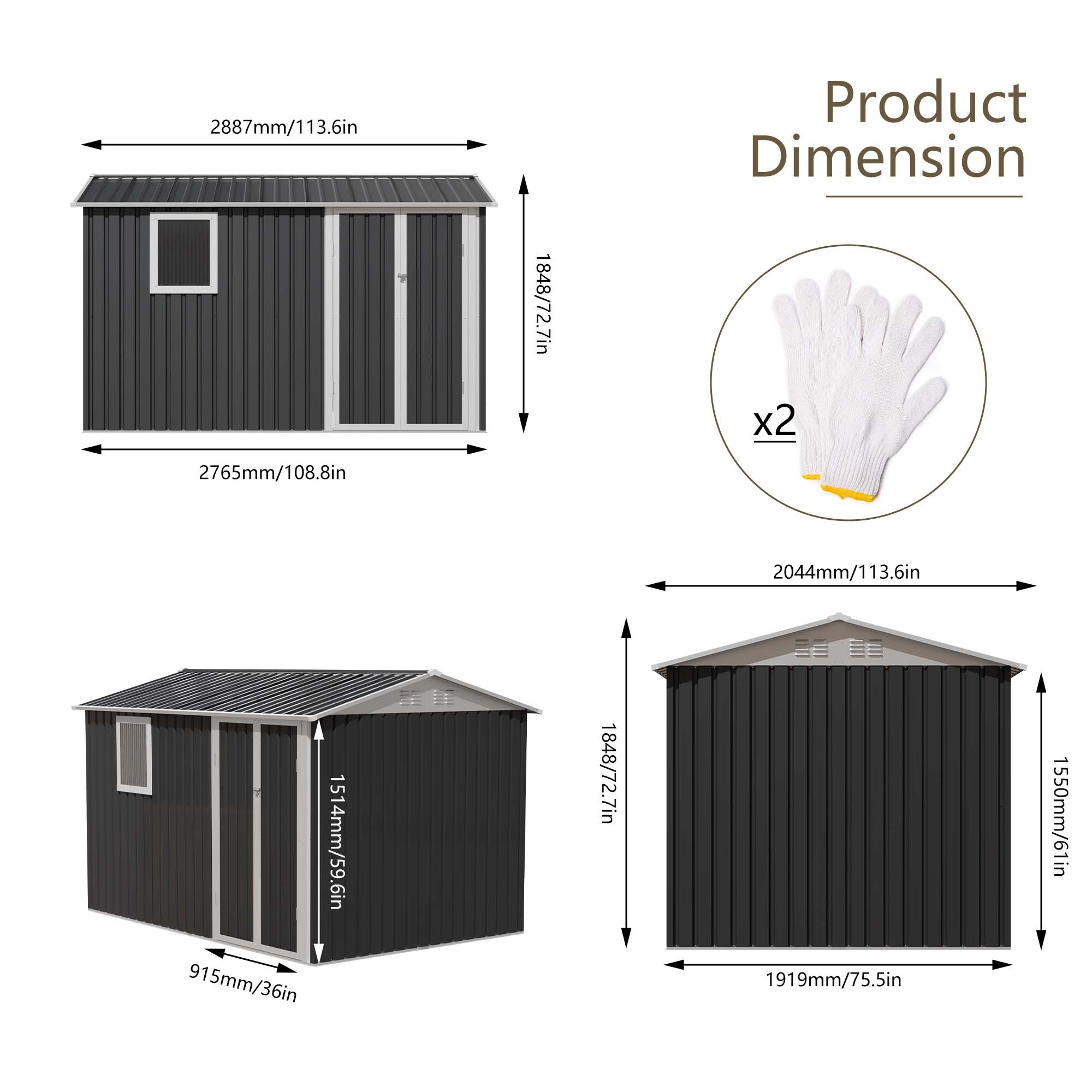 Clihome CL-W2794-00003 Metal-Storage-Buildings-Sheds - View #3