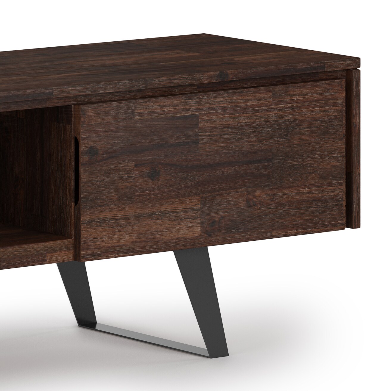 Lowry 72 Inch Distressed Charcoal Brown Acacia TV Media Stand