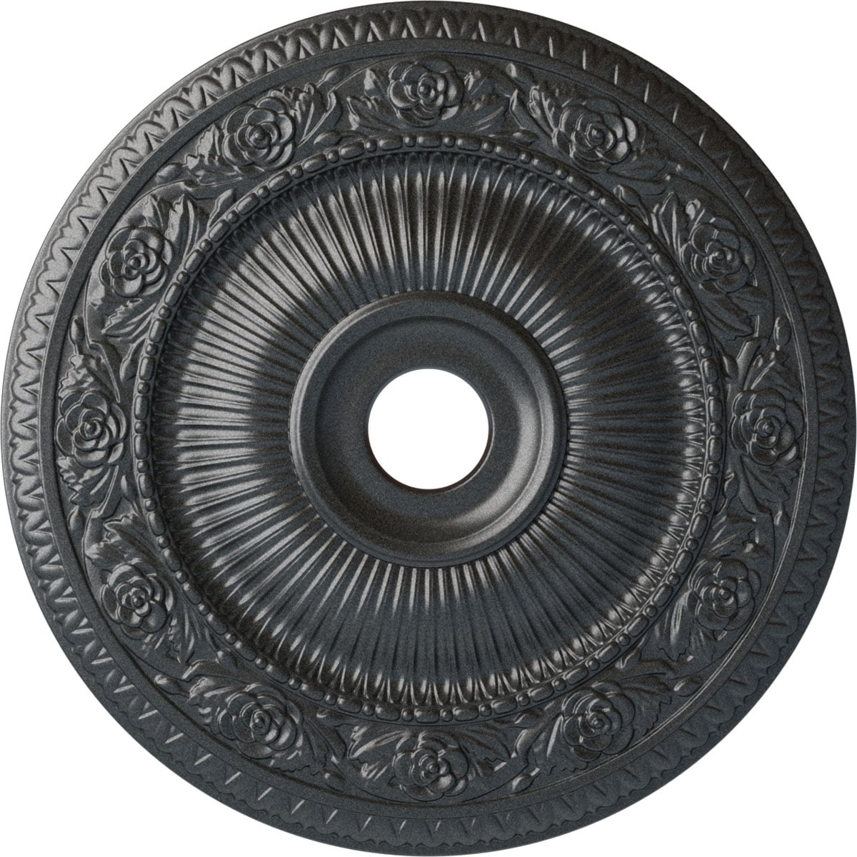 Ekena Millwork CM24LO1PES Logan 24.25-in W x 24.25-in L Painted Pewter Polyurethane Whole Ceiling Medallion