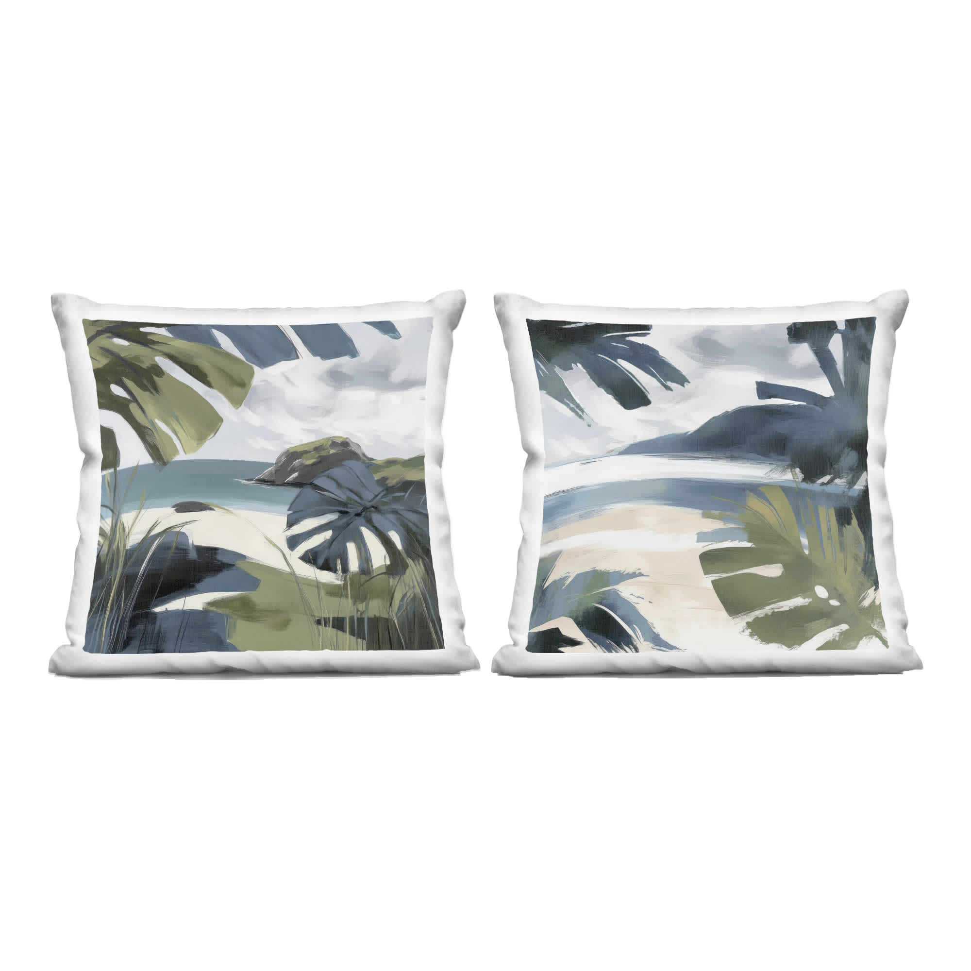 Stupell Industries 199425189220 Tropical Vibes Beach Scenes 2 Piece Decorative Printed Throw Pillow Set design by Elara Yasna 18 x 18