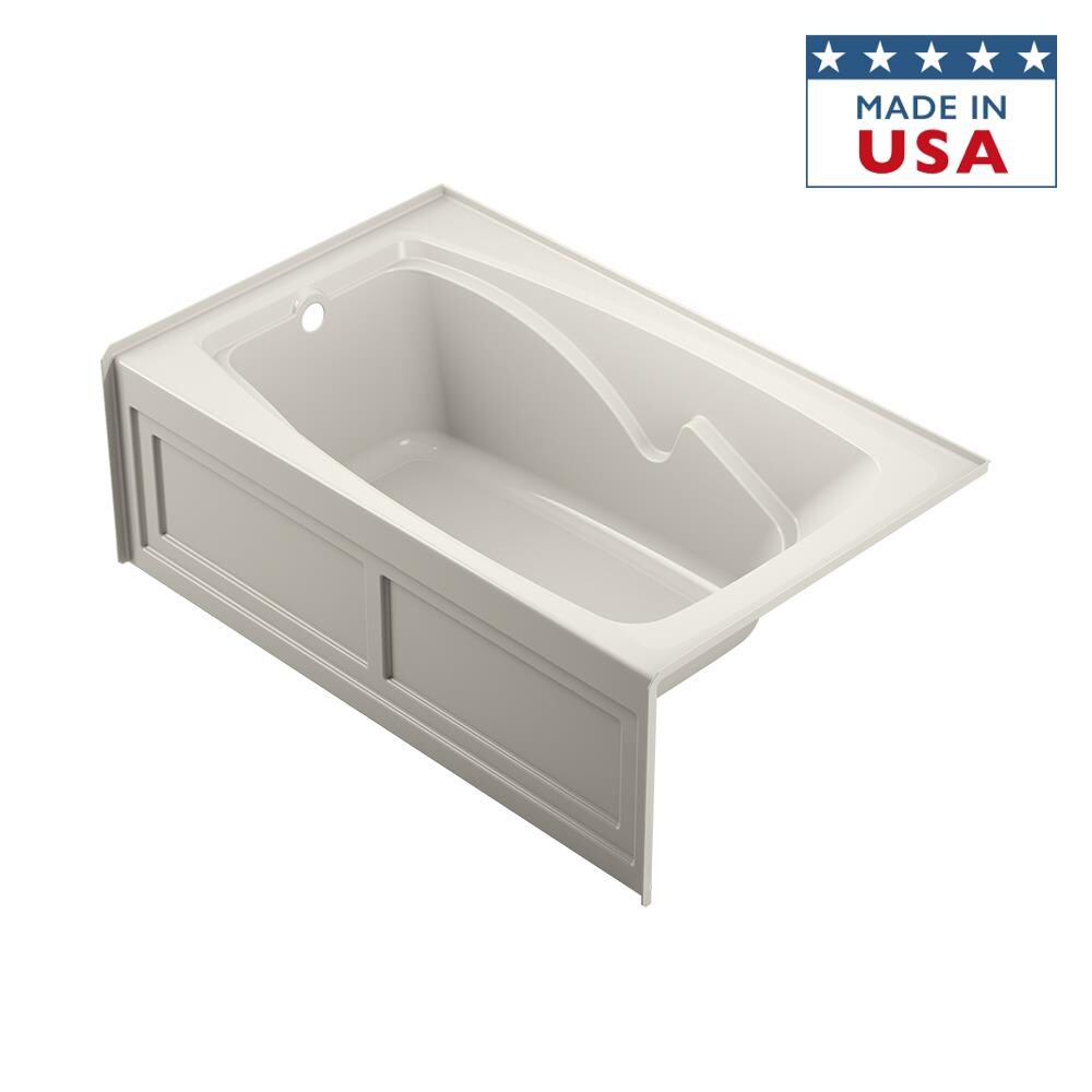 Jacuzzi CTS6036BLXXXXY Cetra 36-in x 60-in Oyster Acrylic Alcove Soaking Bathtub (Left Drain)