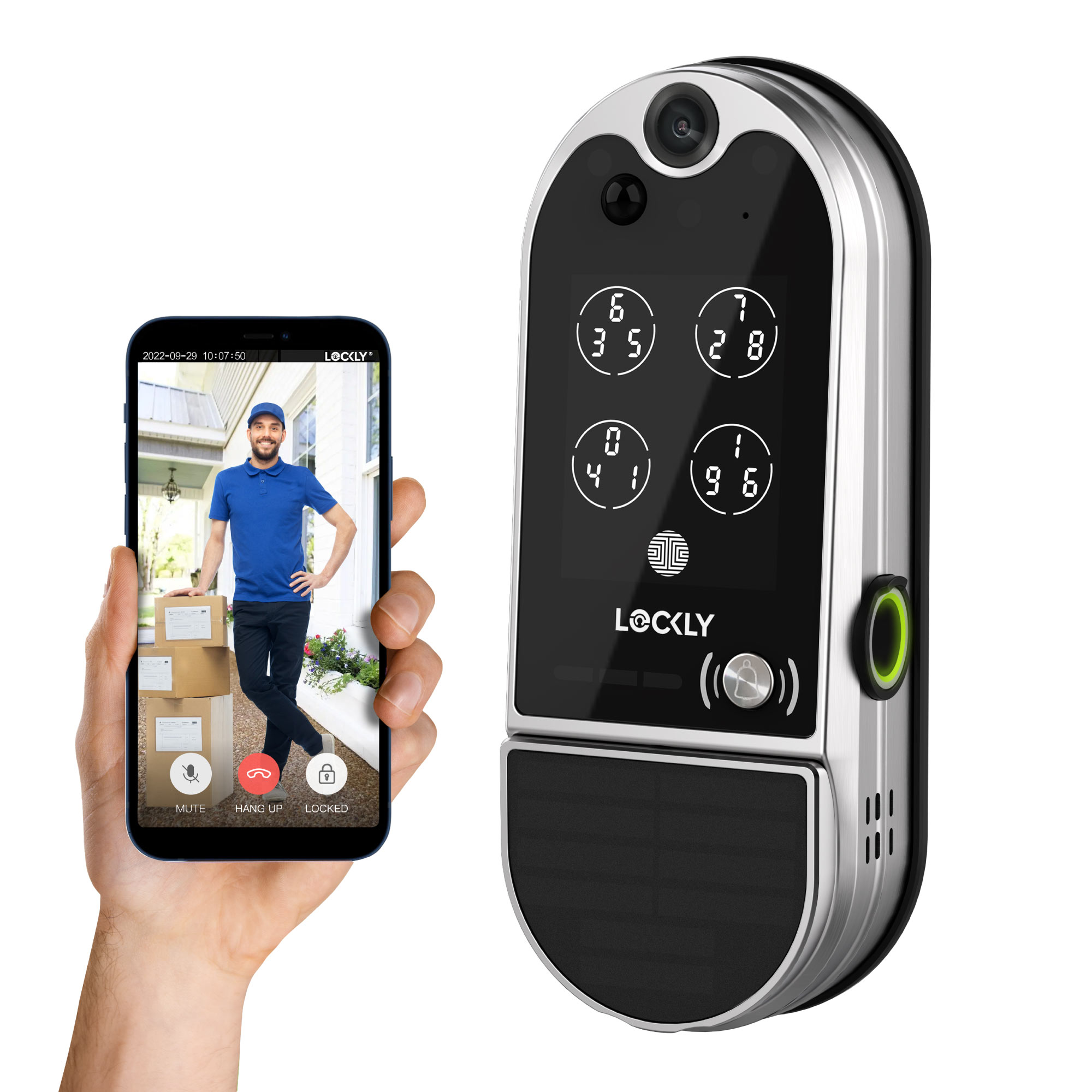 Lockly Vision Elite Video Doorbell Smart Locks Satin Nickel Smart Lock Electronic Deadbolt with Wifi Bluetooth and Fingerprint Touchscreen Keypad PGD798NVSN Sansujyuku sansujyuku.com