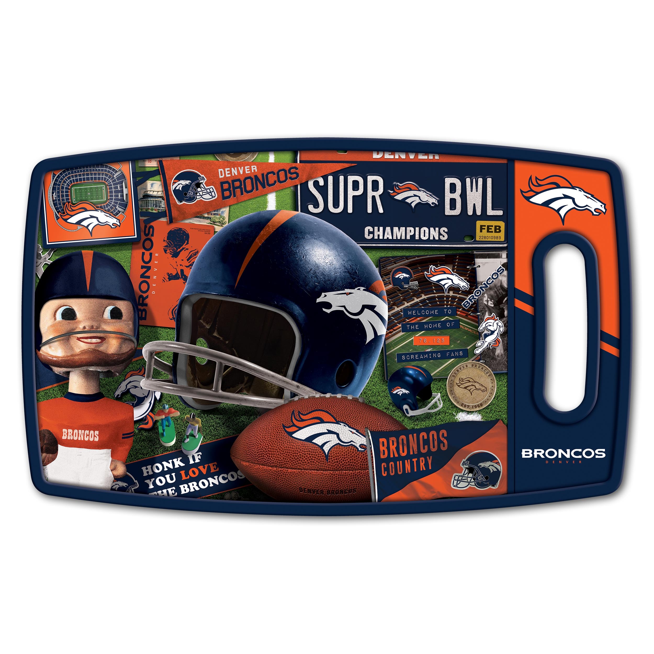 Sportula Denver Broncos Retro Series Cutting Board 9-in L x 14.5