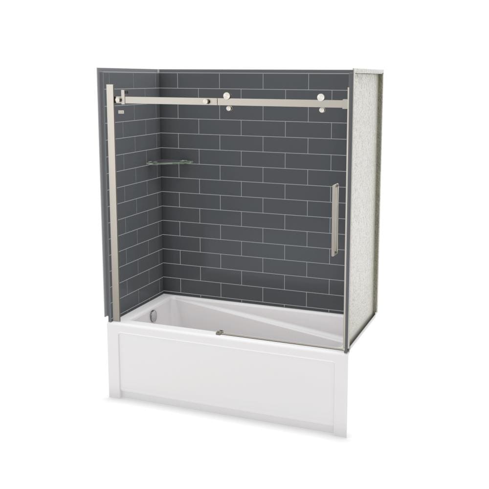 MAAX 106913-301-019-100 Utile 32-in W x 60-in L x 81-in H Metro Thunder Grey 5 -Piece Bathtub Shower Combination Kit (Left Drain) with Tub/Wall/Door Included