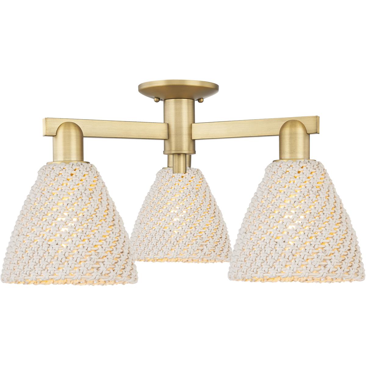 Innovations Lighting  716-3F-BB-NBD-75-NAT Natural Ballston Dome Semi-Flush Mount Brushed Brass