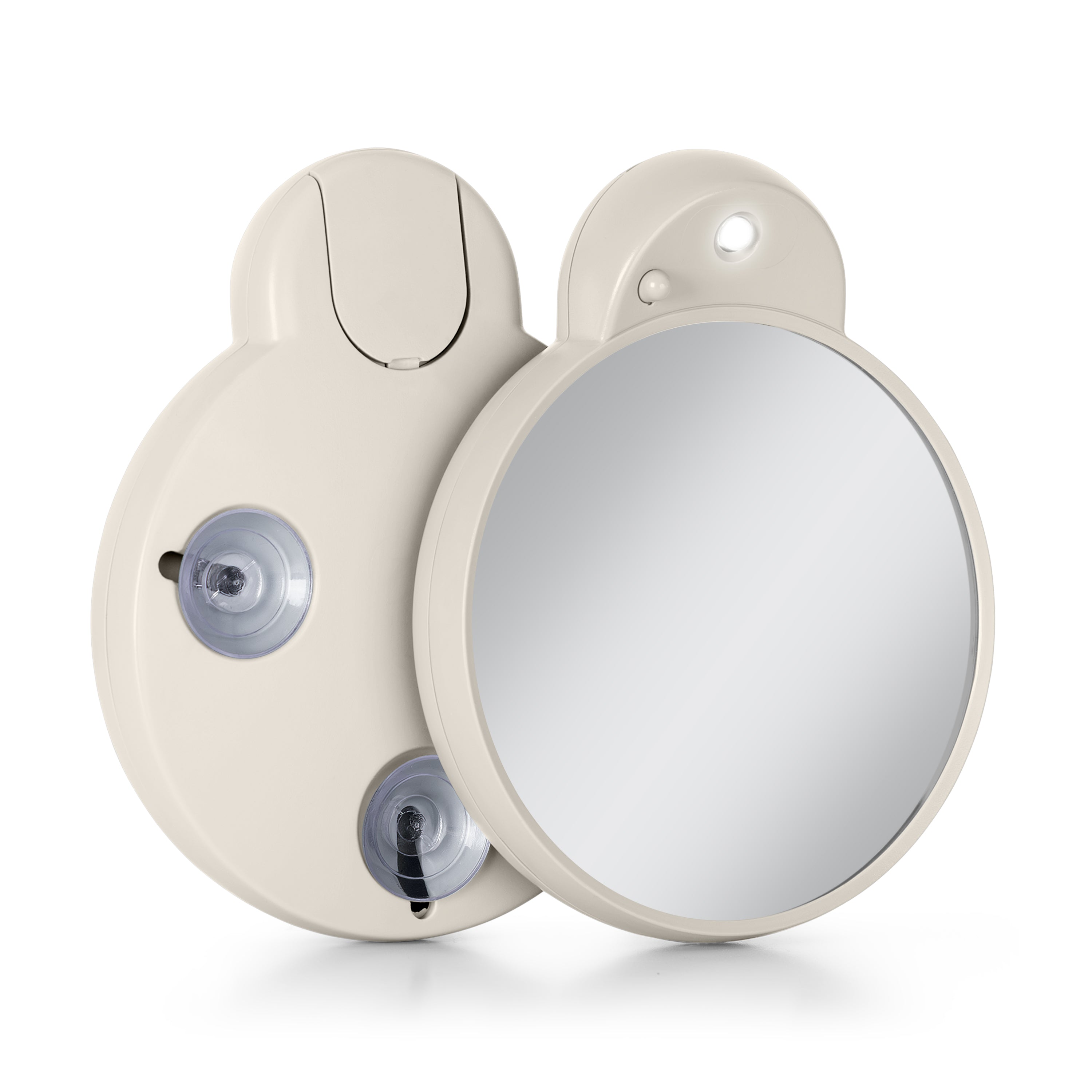 Zadro FC10LNEU 3.5-Inch x  4.25-Inch Round LED Lighted Compact Mirror with 10X Magnification Suction Cups 3.5-Inch x 3.4-Inch Mirror Head 3.25-Inch Dia. Reflective Surface Battery 1 Lithium CR2032