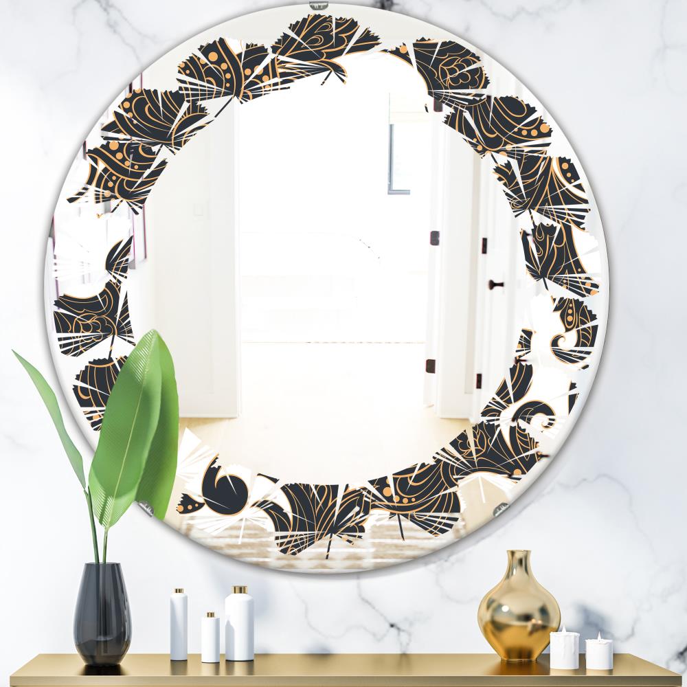 Designart Designart Mirrors 31.5-in W x 31.5-in H Round Black Polished ...