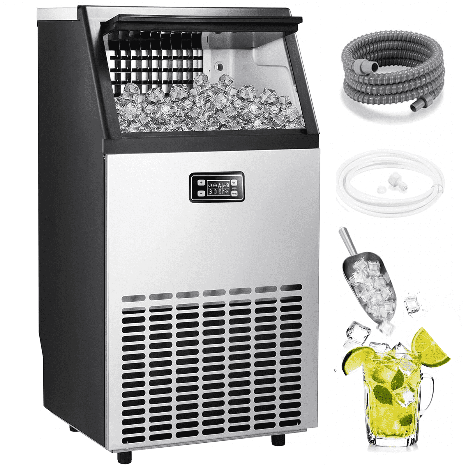 Antarctic Star HZB-45A 33-lb Ice Storage 100-lb Ice Per day Freestanding or Undercounter/Built-in Cubed Ice Maker