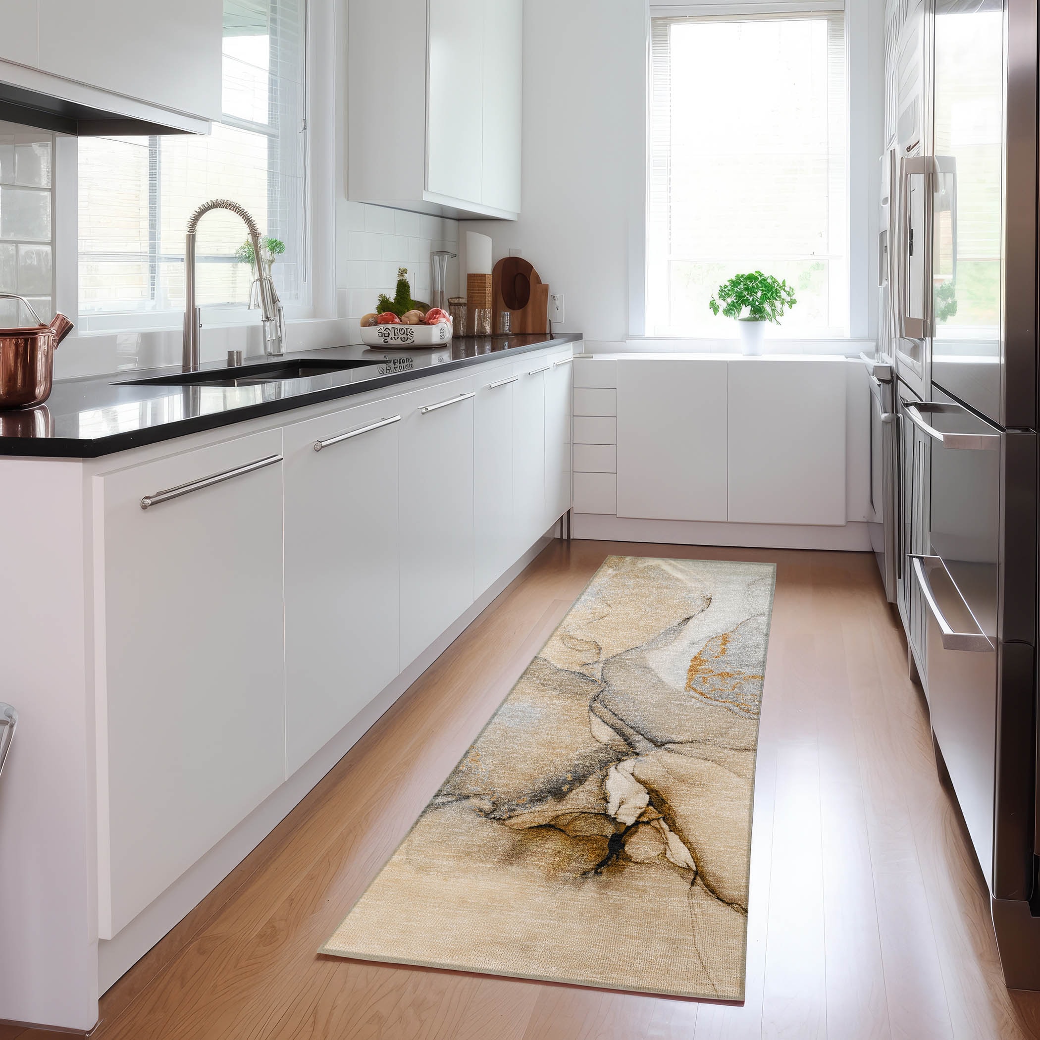 Addison Rugs ACN506BG2X8 Chantille ACN506BG 2 x 7 (ft) Polyester Beige Rectangular Indoor/Outdoor Abstract Machine washable Area rug