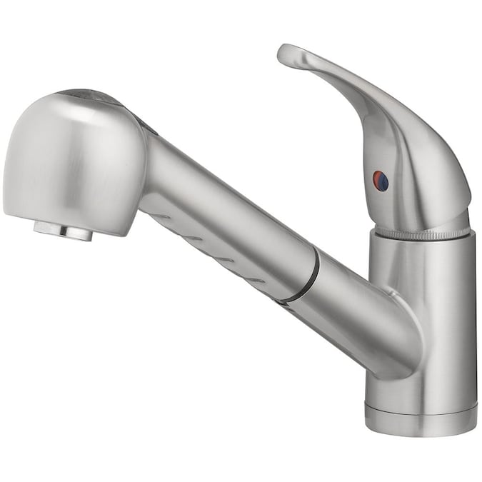 Home2o Schyler Brushed Nickel 1 Handle Deck Mount Pull Out Handle Kitchen Faucet Deck Plate Included In The Kitchen Faucets Department At Lowes Com