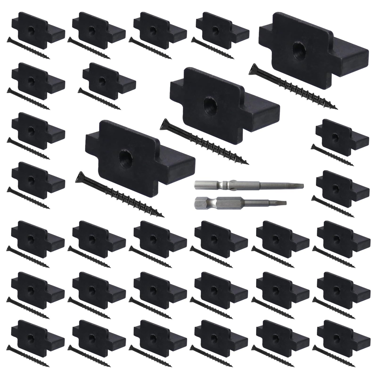 Phyfalip  300pcs Hidden Deck Fasteners for Composite Decking Boards Kit with Screws and 2 Drill Bits Durable Stainless Steel Easy Install