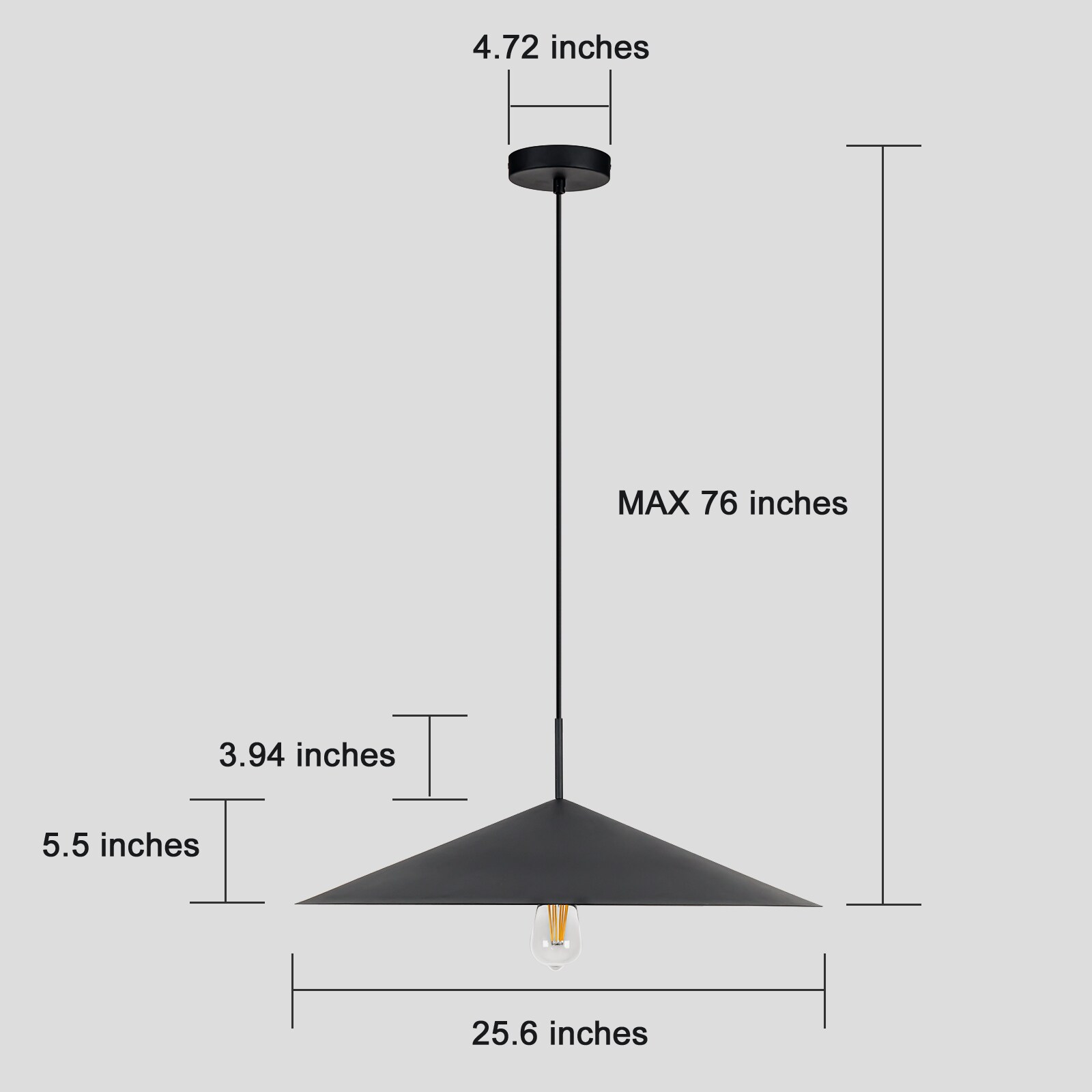 EDISLIVE Black Industrial Cone Led, Large Hanging Kitchen