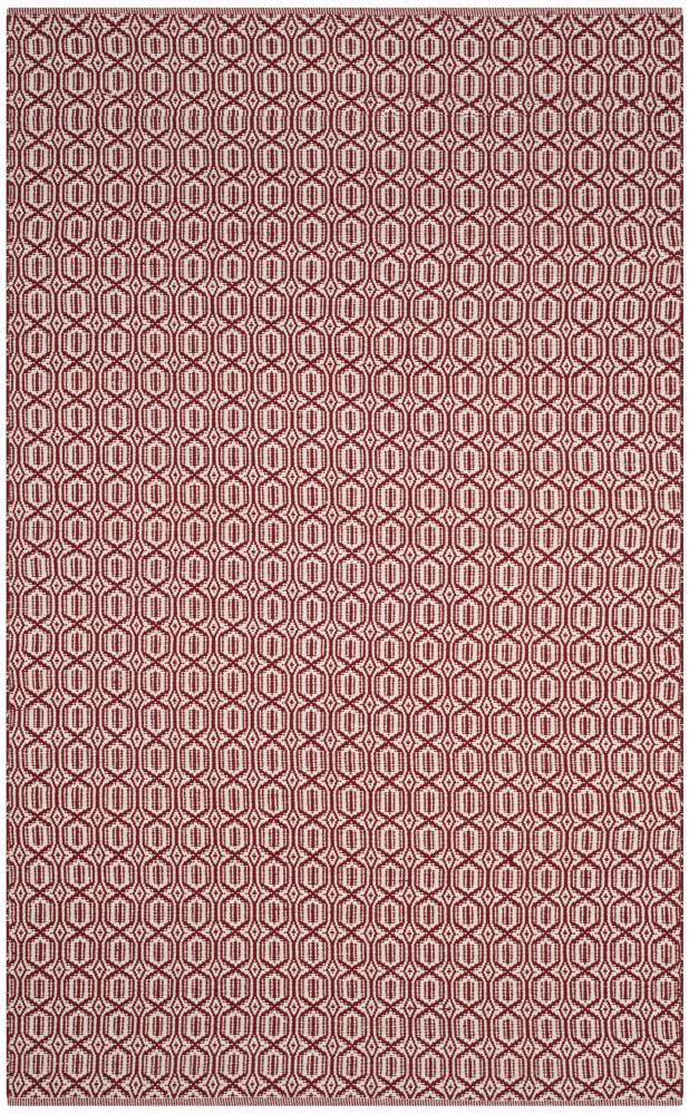 Safavieh MTK333C-6 Montauk Capri 6 x 9 (ft) Cotton Ivory/Red Rectangular Indoor Geometric Coastal Area rug