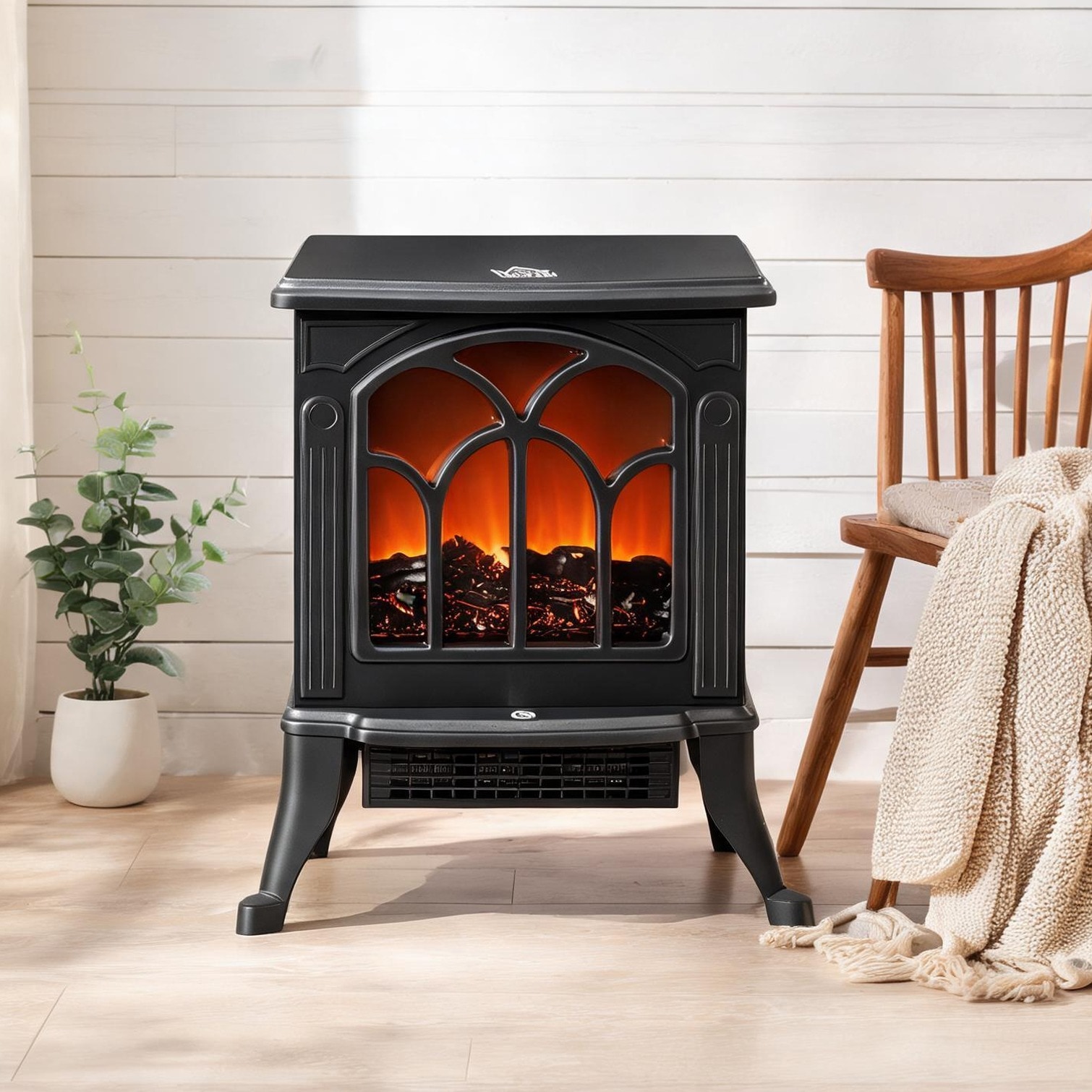 chillscreamni - Black Fireplaces and Accessories with Functional Design 14.8 x 9 x 17.2 in Plastic