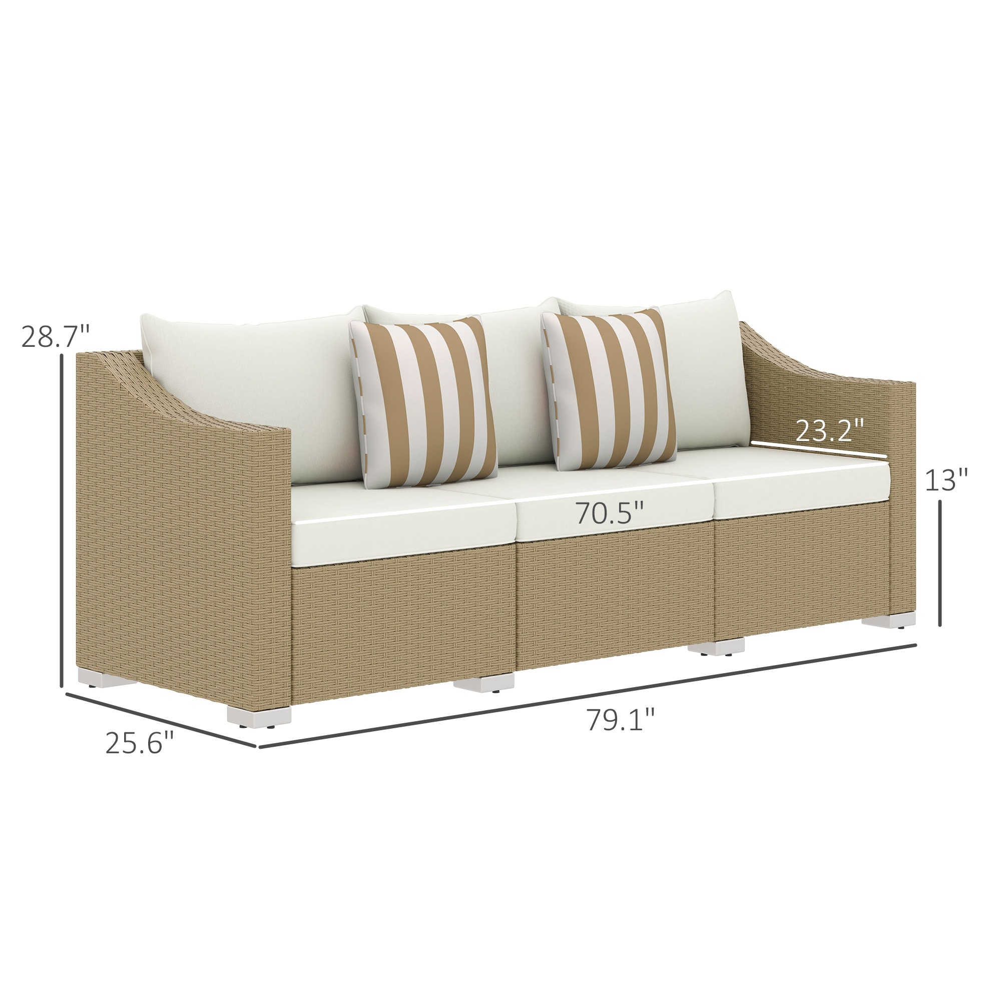 AAZJ JDL-17926 Rattan Sofa Rattan Outdoor Sectional with White Cushions and Steel Frame