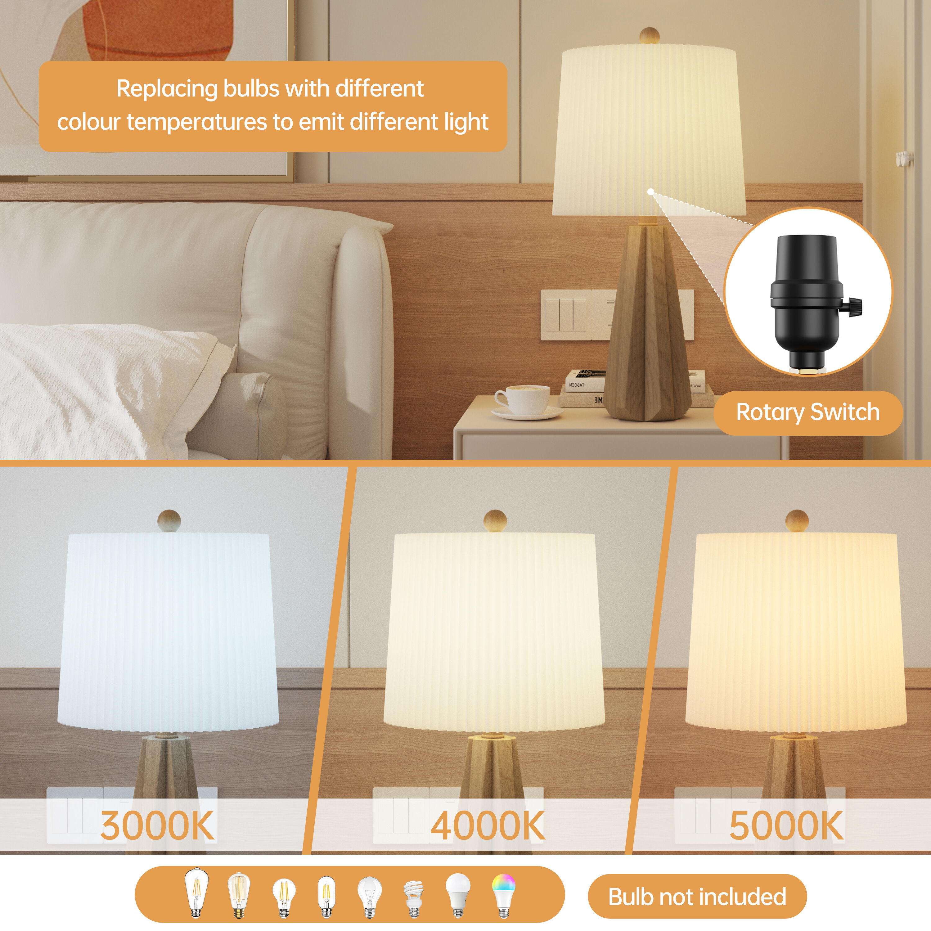 Deluxe 24" Light Brown Resin Table Lamp with White Pleated Linen Shade