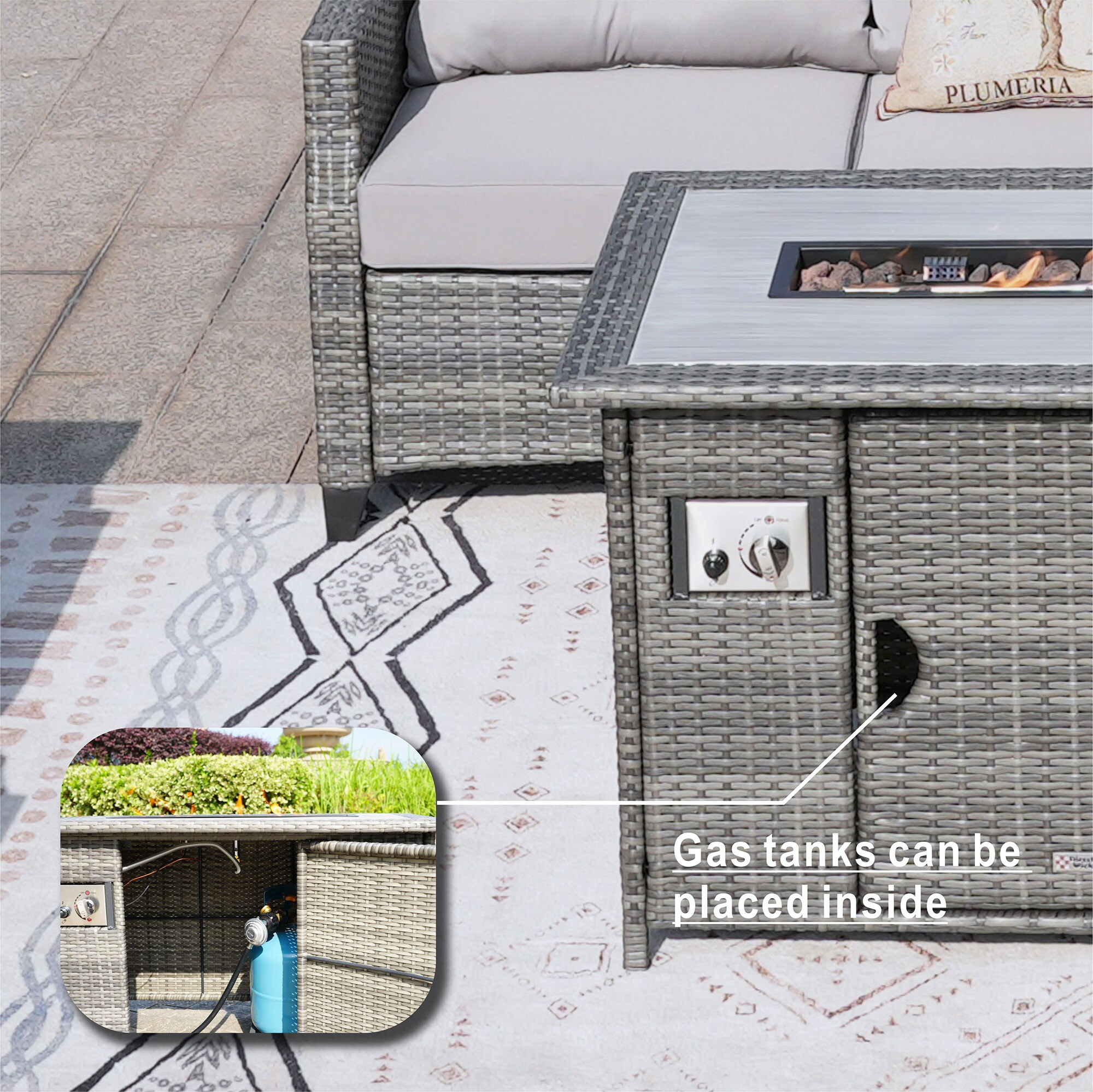 Direct Wicker Maxwell 5Piece Wicker Patio Conversation Set with Gray