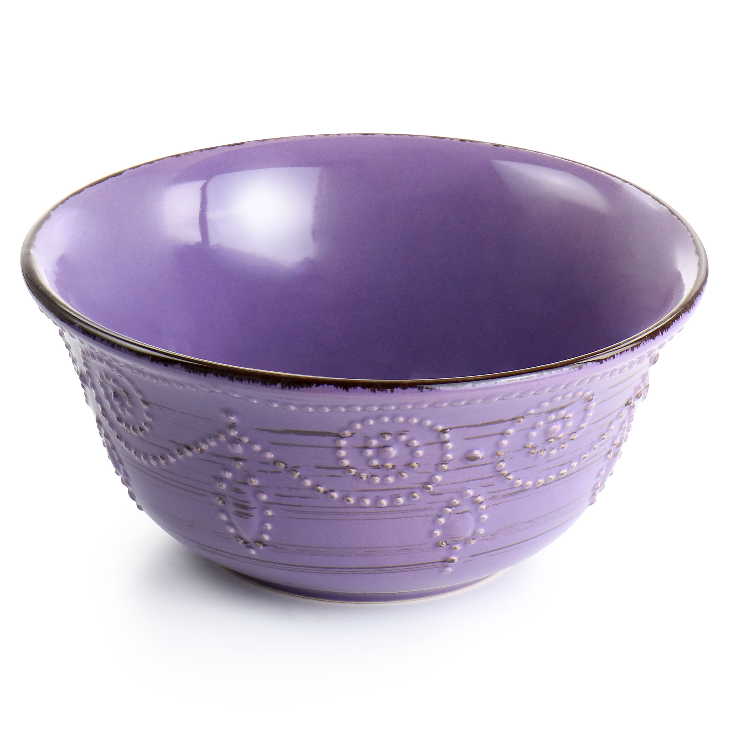 Elama Mulberry Set of 6 (14 oz) Purple Stoneware Mugs