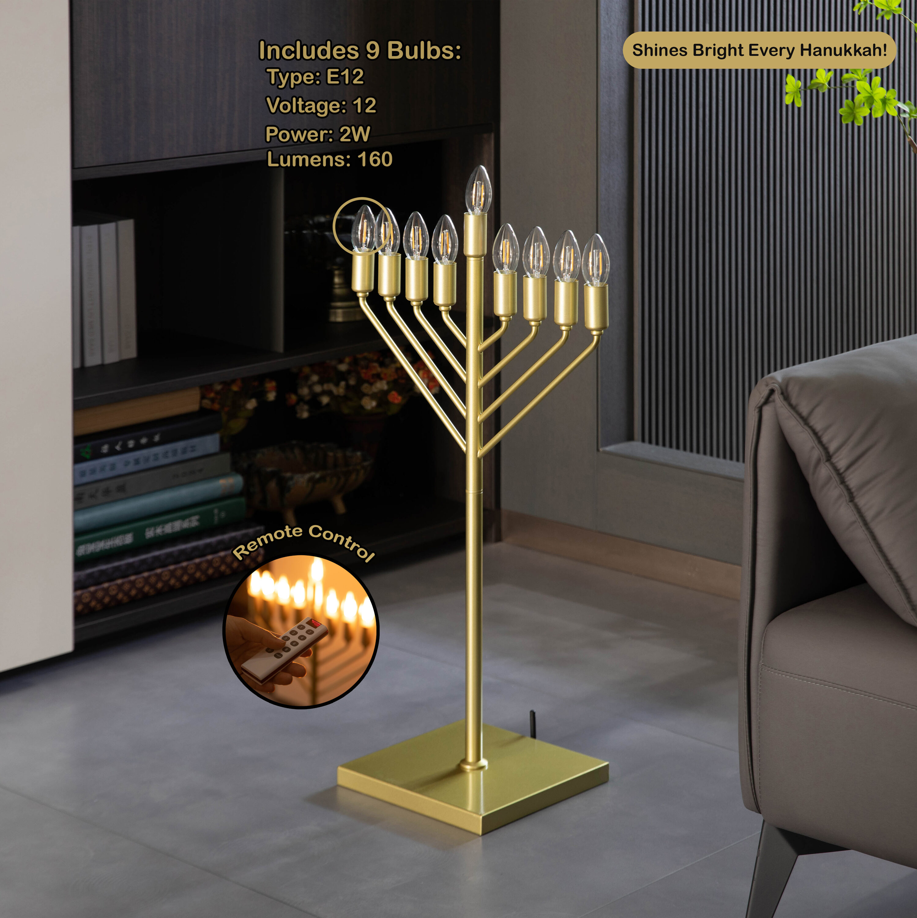 Vintiquewise QI004693GD Indoor-Hanakkah-Decor - View #2