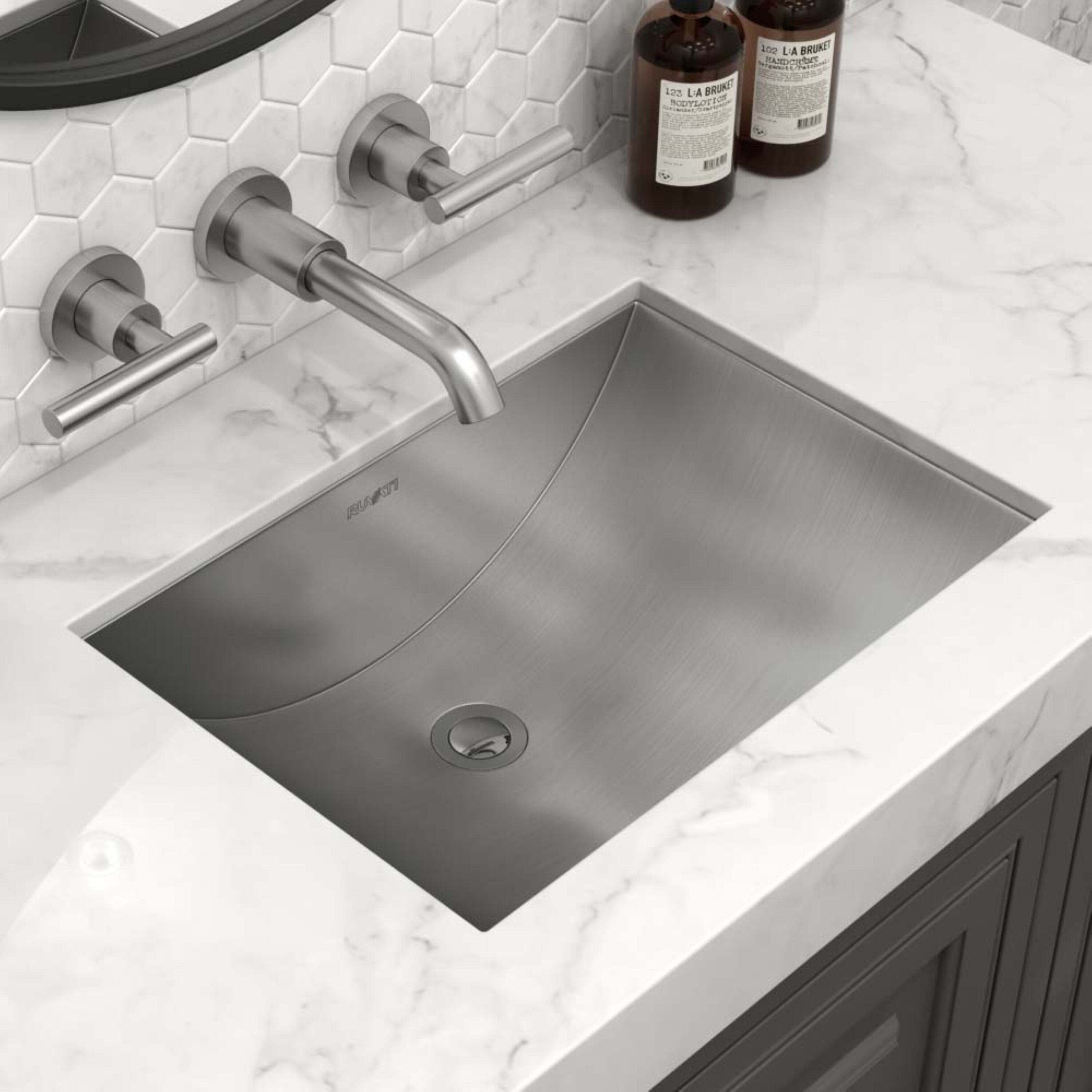 Ruvati RVH6106ST Ariaso Stainless Steel 13-in Undermount Rectangular Traditional Stainless Steel Bathroom Sink with Drain Included