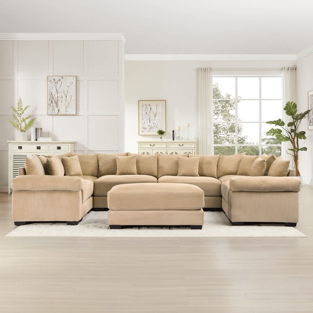 Coolbibila Oversized Modular Sectional Sofa with Chaise and Ottoman ...