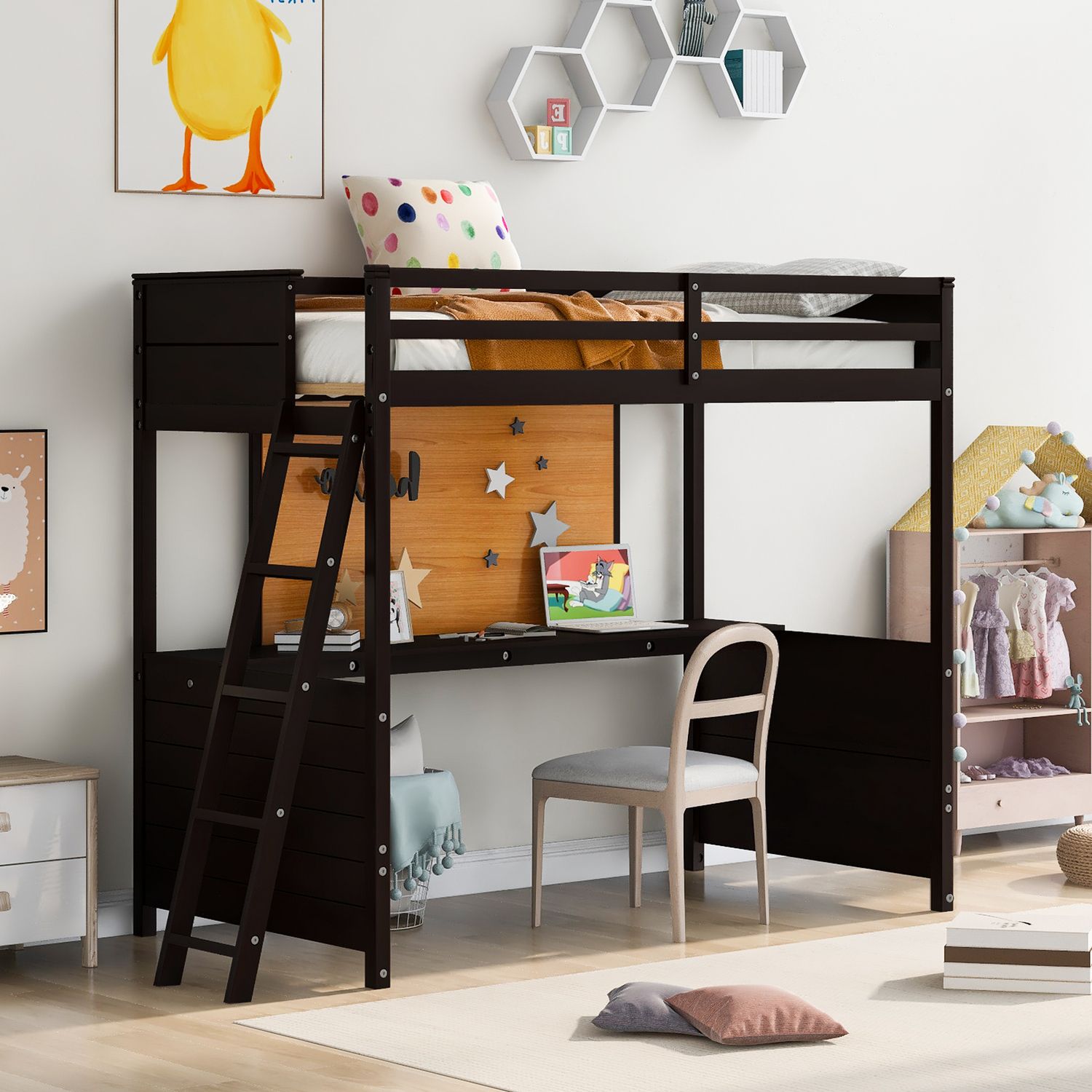 JASMODER LT000231AAP Espresso Twin Composite Platform Bed