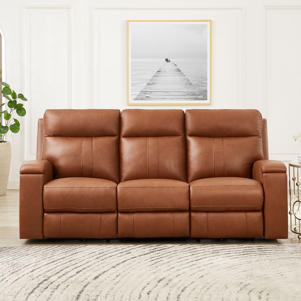 Hydeline Brookfield Cinnamon Brown Top Grain Leather Arm Chair with Removable Cushion