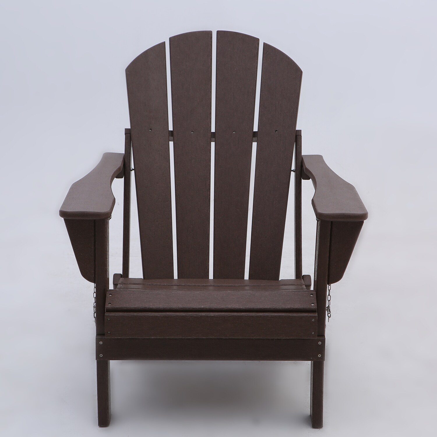 GZMR GZ-110420SZ Brown Hdpe Frame Stationary Adirondack Chair with Slat Seat