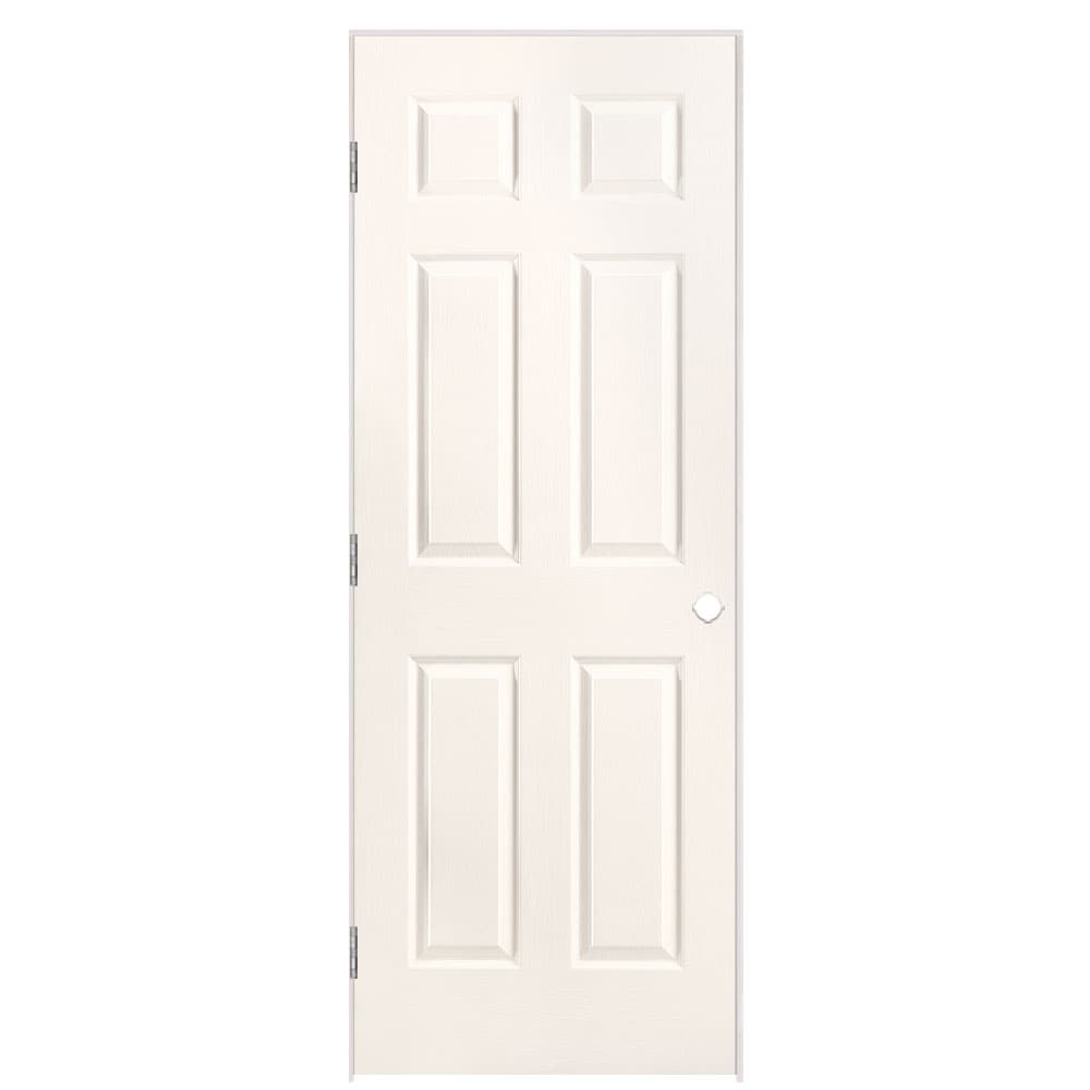 Masonite 1316696 30-in x 80-in Snowstorm Hollow core 6-panel Right hand Textured Prefinished Molded composite Flat Jamb Single Prehung Interior Door