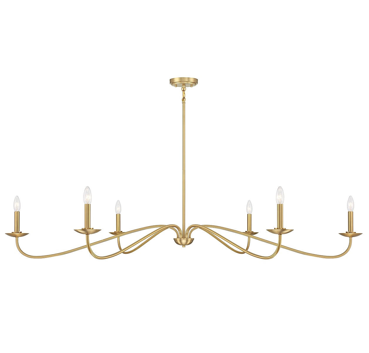 Meridian Lite Trends M100119NB Meridian 6 -Light Brushed Brass Transitional For Use in Bedrooms, Dining Rooms, Foyers, Kitchens, Living Rooms Chandelier
