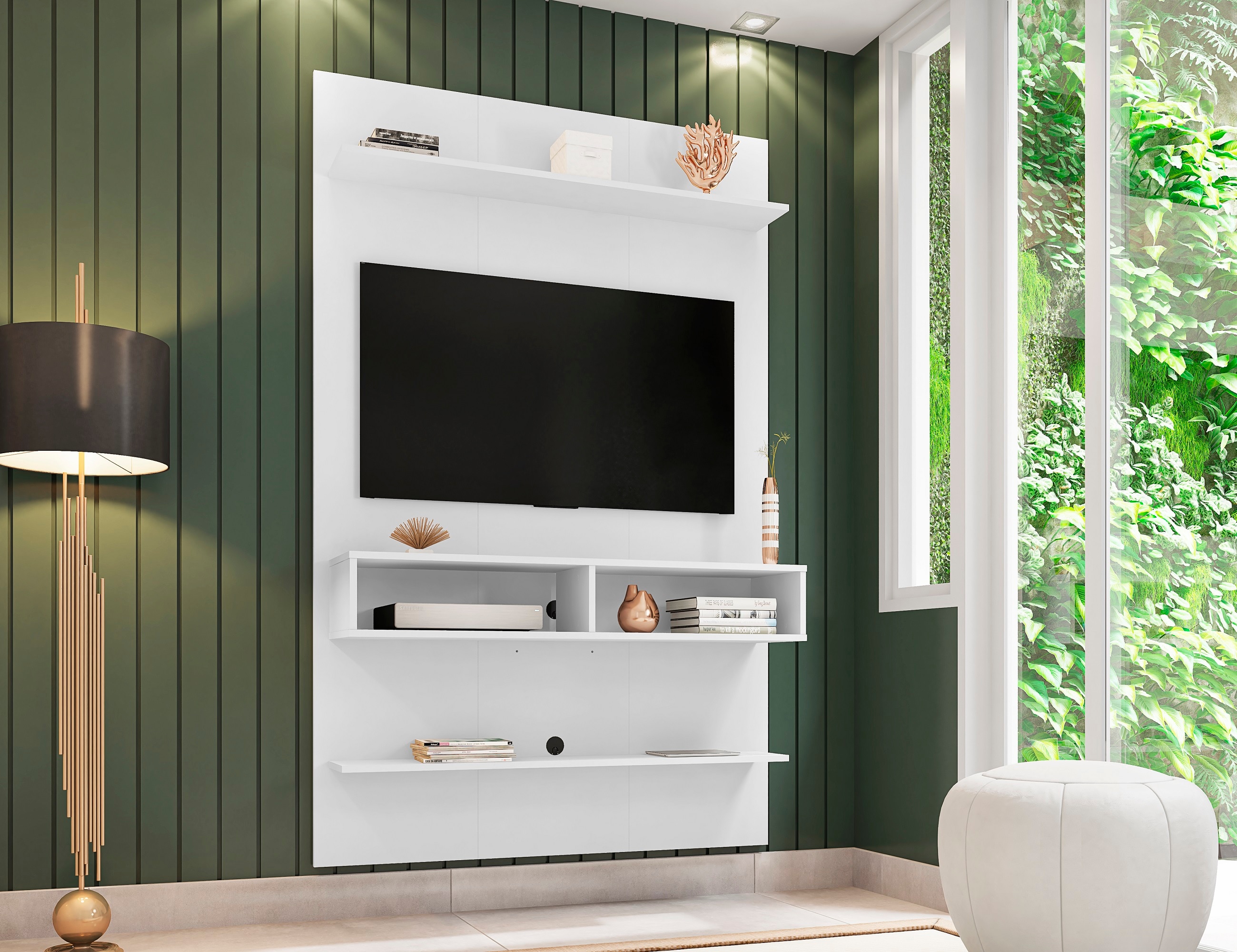 Manhattan Comfort 237BMC6 Libra Modern/Contemporary White TV panel Integrated TV Mount ( Accommodates TVs up to 40-in )