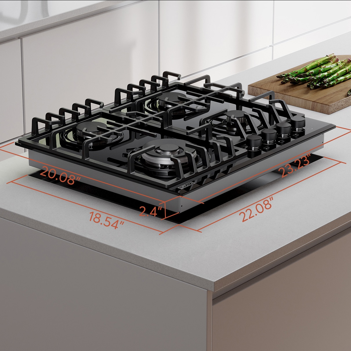 Empava Built-In 24 in. 240V Electric Stove Smooth Surface Cooktop in Black with 4 Elements, 24 inch