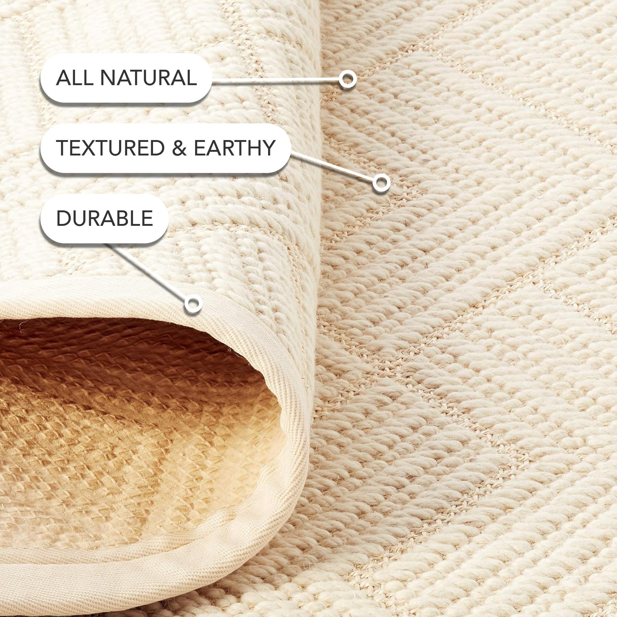 Nuloom Suzanne Solid 8x10 Wool Indoor Area Rug for Living Room Bedroom Dining Room Kitchen, Cream/Ivory