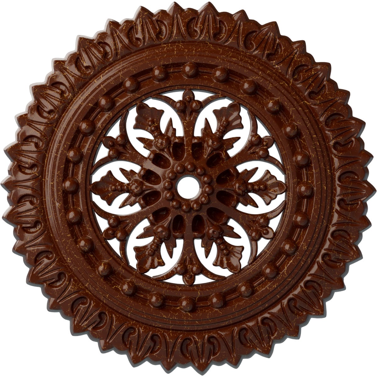 Ekena Millwork CM18SKBMC Sellek 18.5-in W x 18.5-in L Painted Burnished Mahogany Crackle Polyurethane Whole Ceiling Medallion