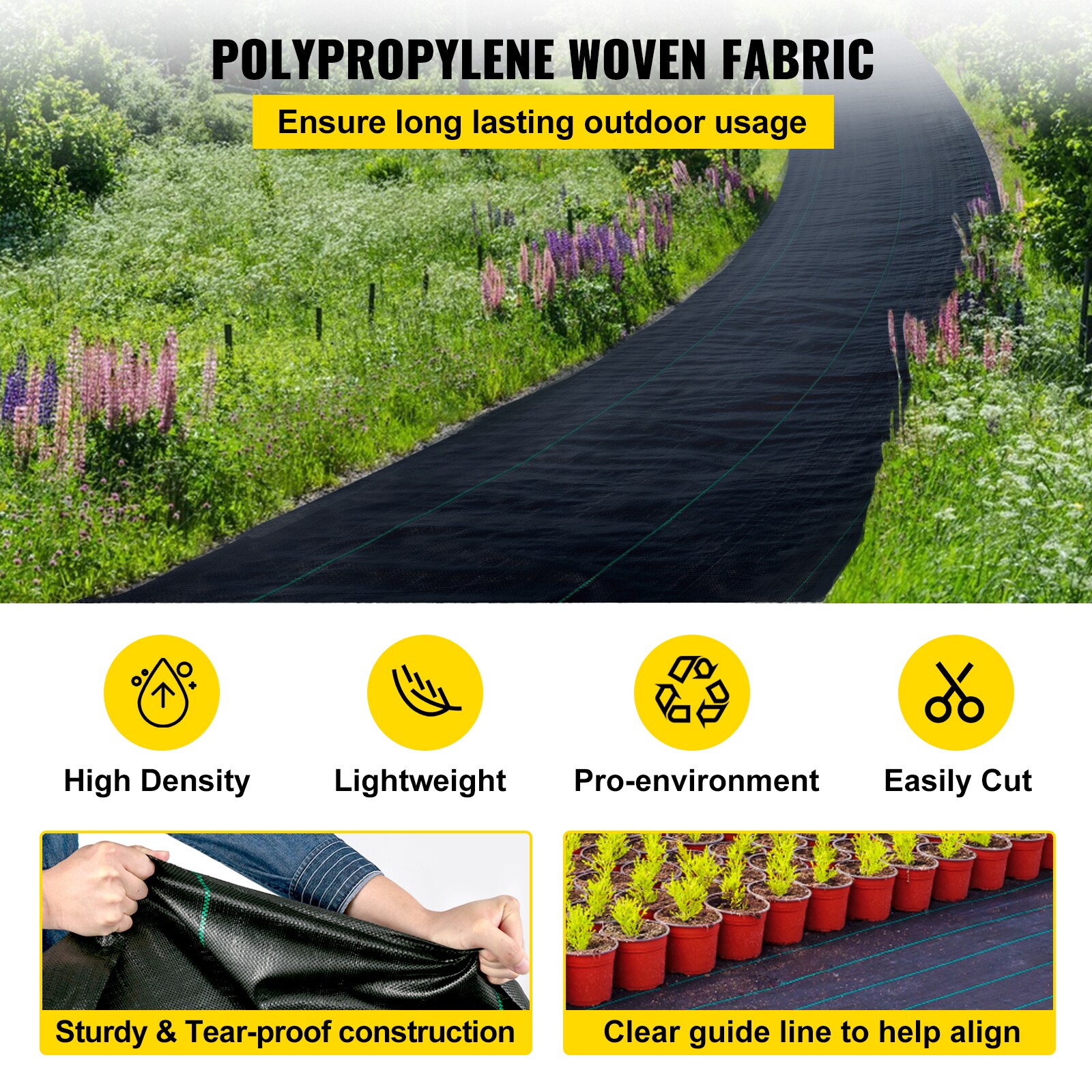 Agfabric 6 ft. x 25 ft. Heavy-Duty Driveway Gardening Mat Polypropylene Weed Barrier
