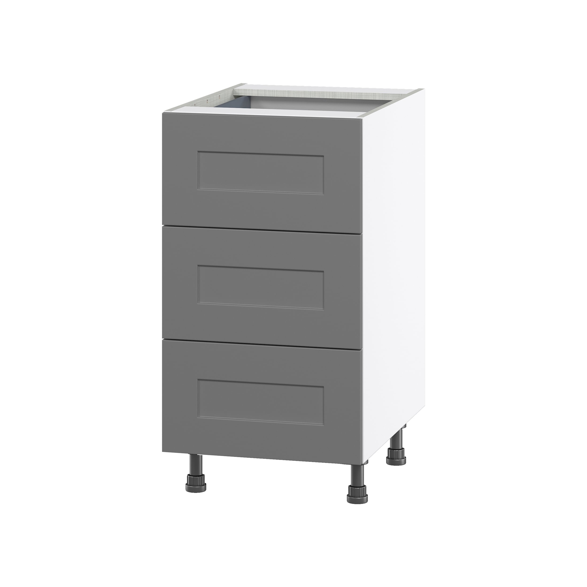 Hugo&Borg Beaumont 18-in W x 34.5-in H x 24-in D Slate Gray 3-Drawers Base Fully Assembled Cabinet (Flat Panel Shaker Style)