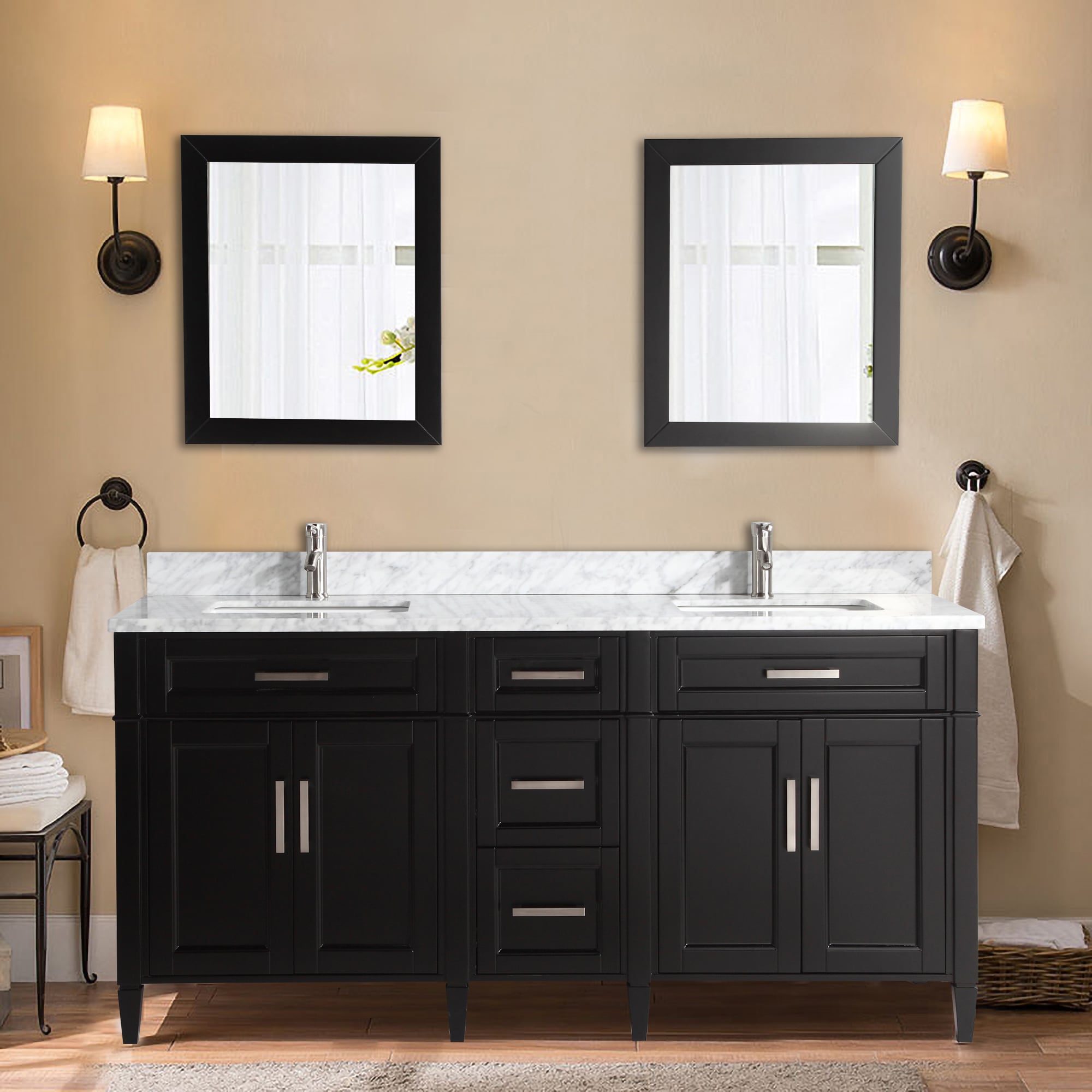 Vanity Art Savona 72-in Espresso Undermount Double Sink Bathroom Vanity ...