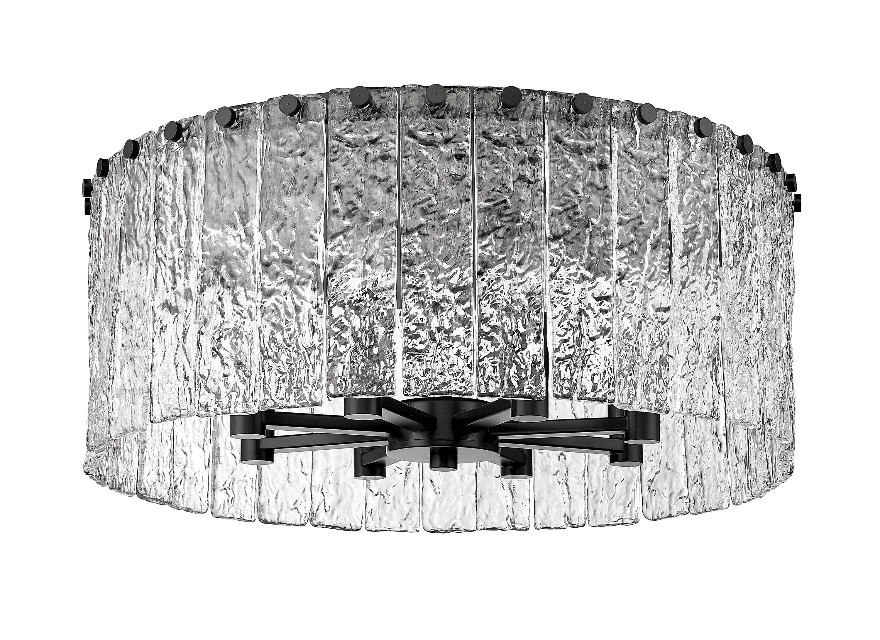 Matte Black Contemporary Glacier 8-Light Flush Mount Ceiling Fixture