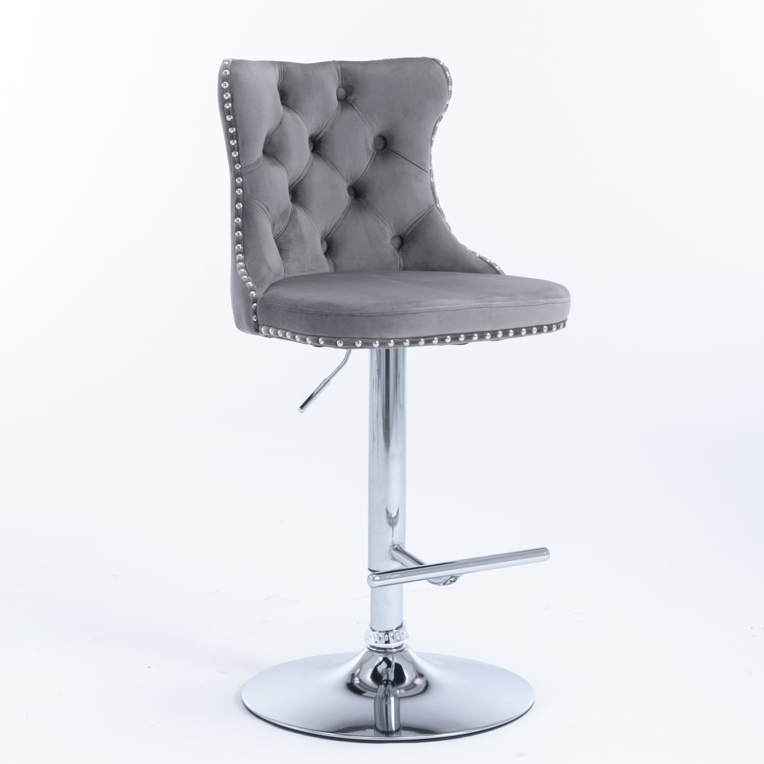 Streamdale Furniture Streamdale Gray Swivel Velvet Bar Stools (Set of 2 ...