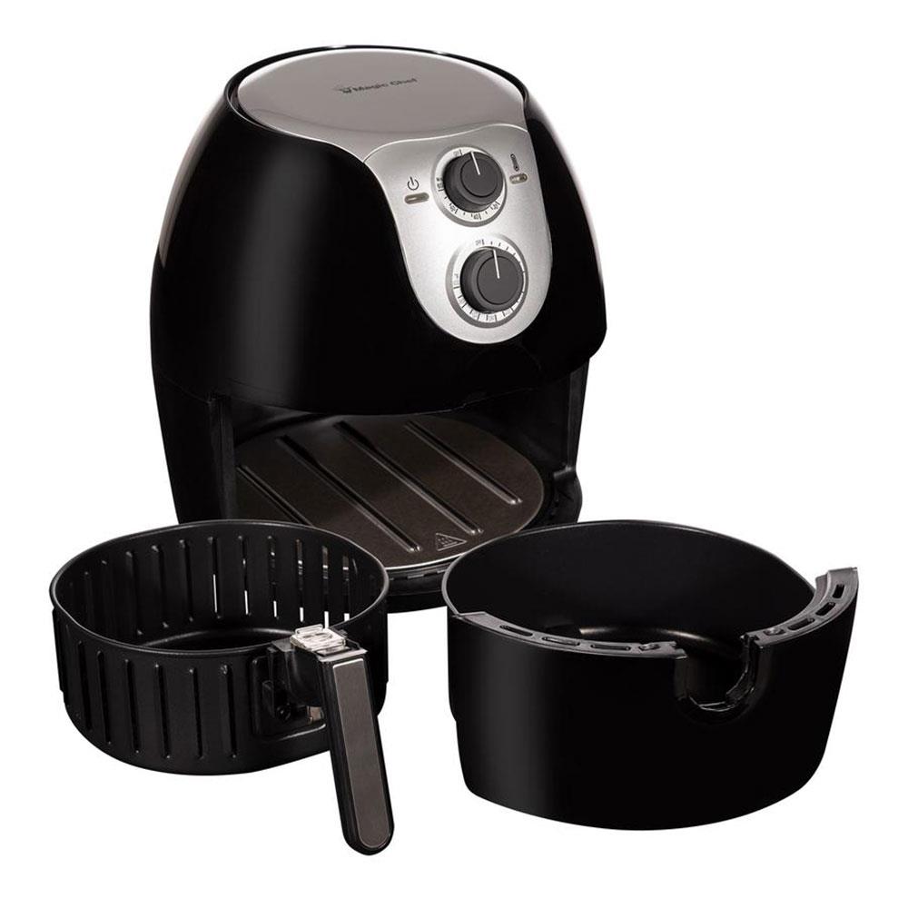 Dishwasher Safe Non Stick Basket Magic Chef Airfryer Digital 1.6 Quart Compact Snack Sized Easy to Use Air Fryer Black MCAF16DB 