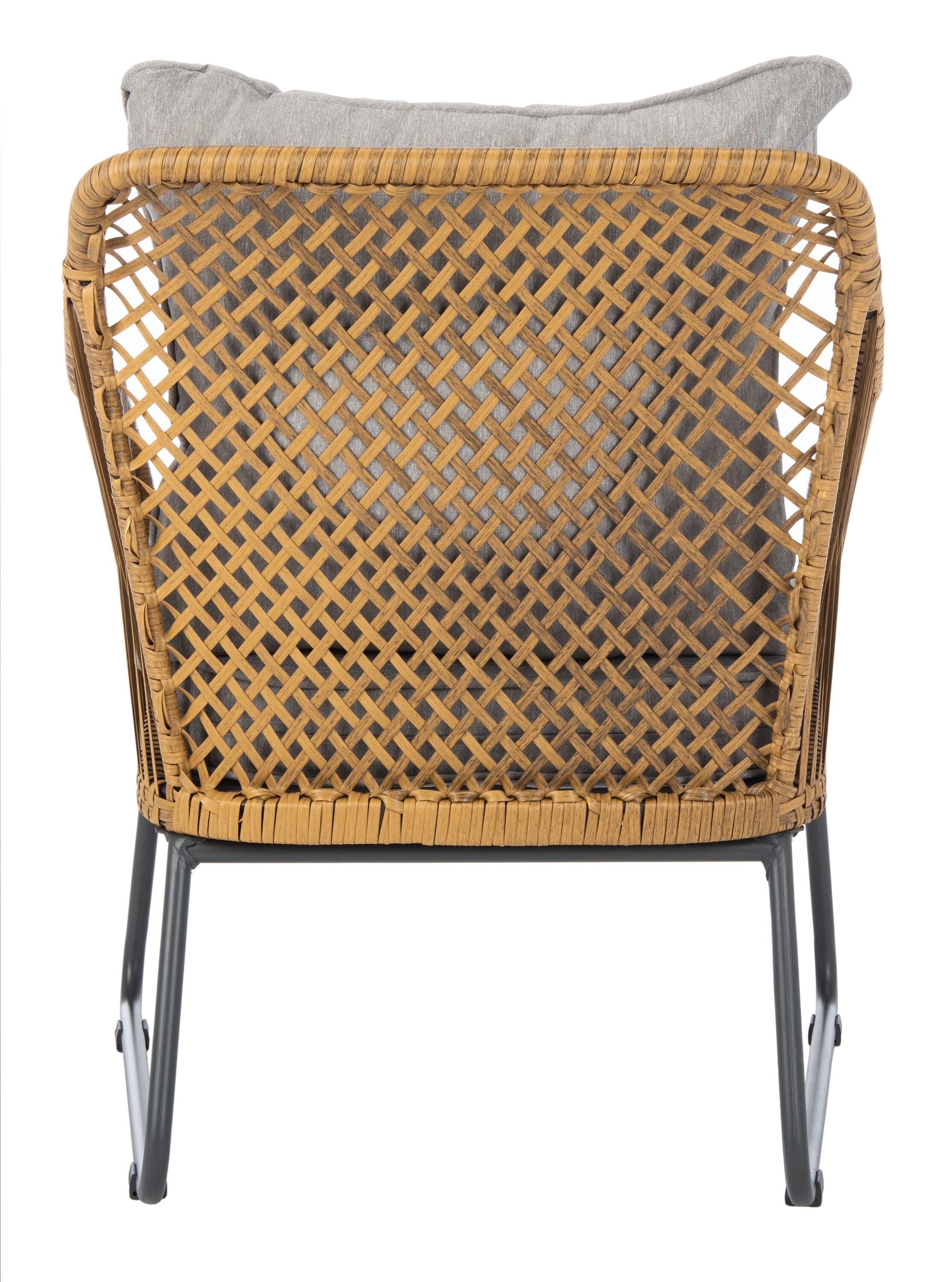 Safavieh PAT9008A Jensen 3 -Piece Rattan Patio Conversation Set with Gray Cushions