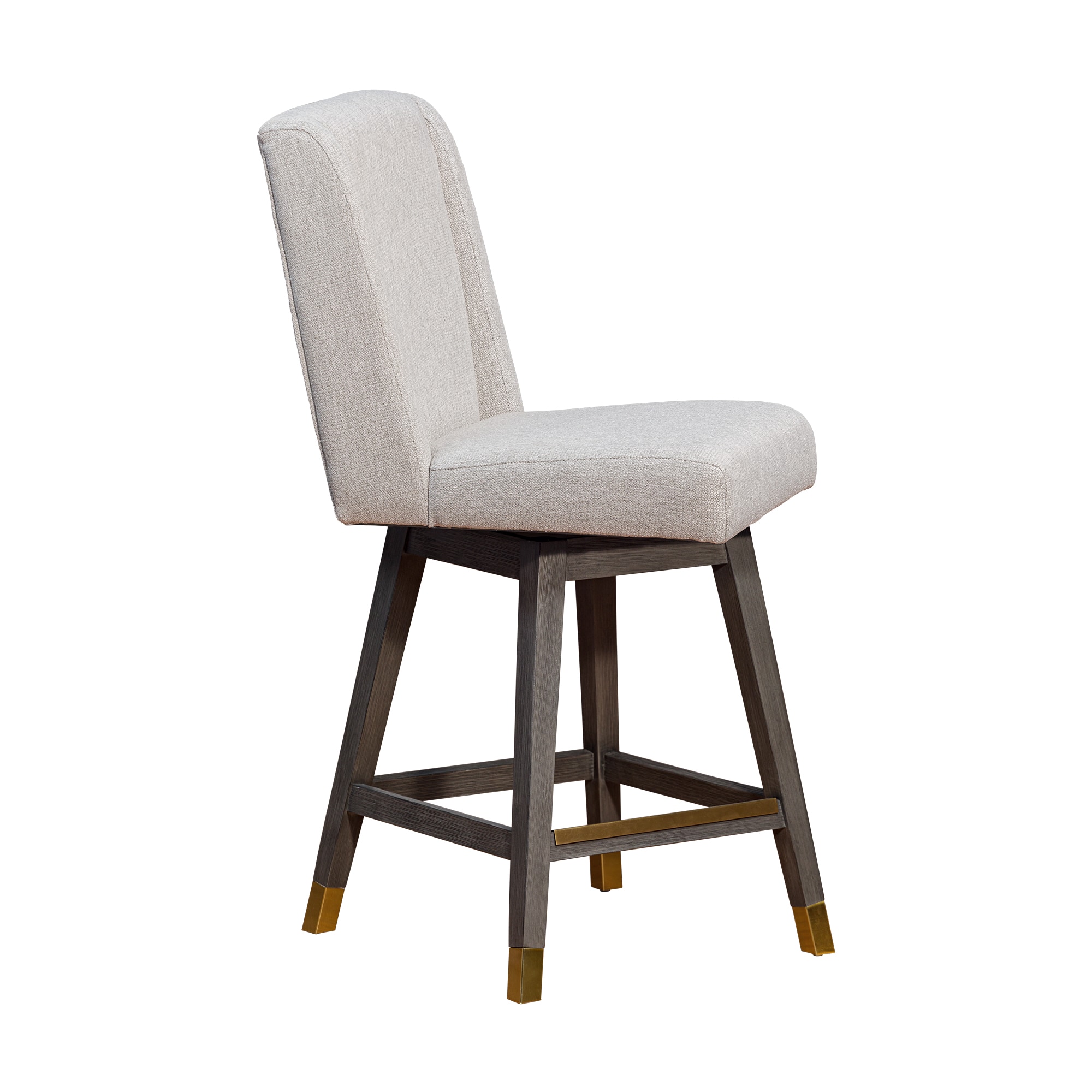 Armen Living 840254332096 Gray Oak 26.0-in H Counter height Bucket seat Upholstered Swivel Metal Bar Stool and Back