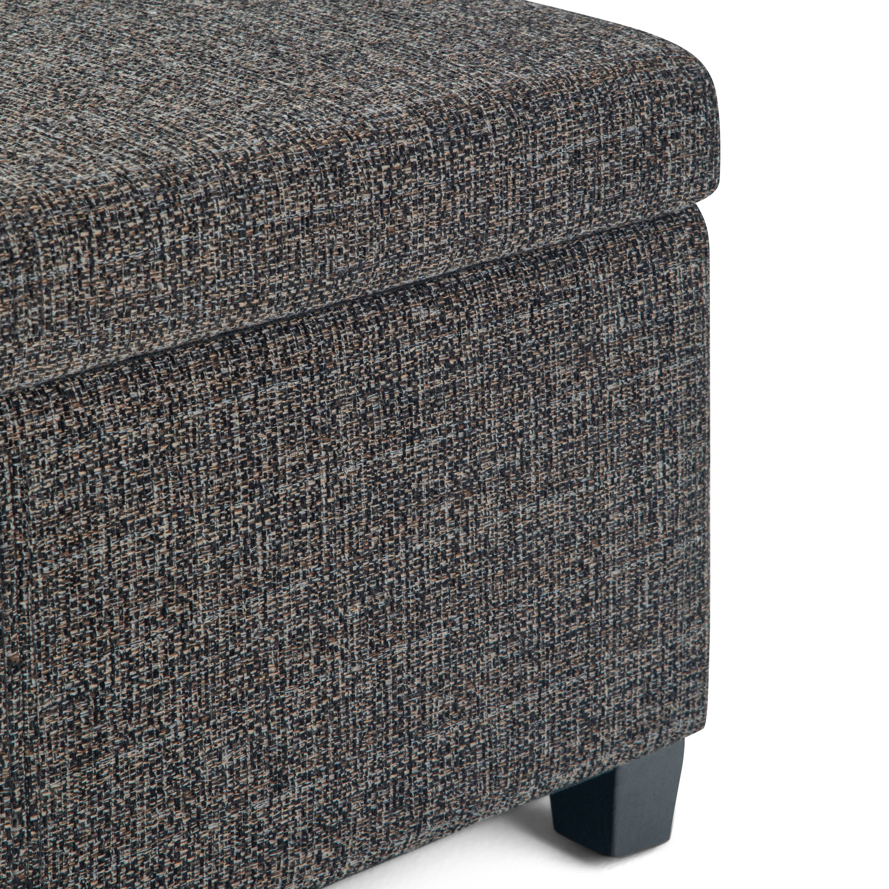Dark Gray Tweed Upholstered Storage Ottoman Bench
