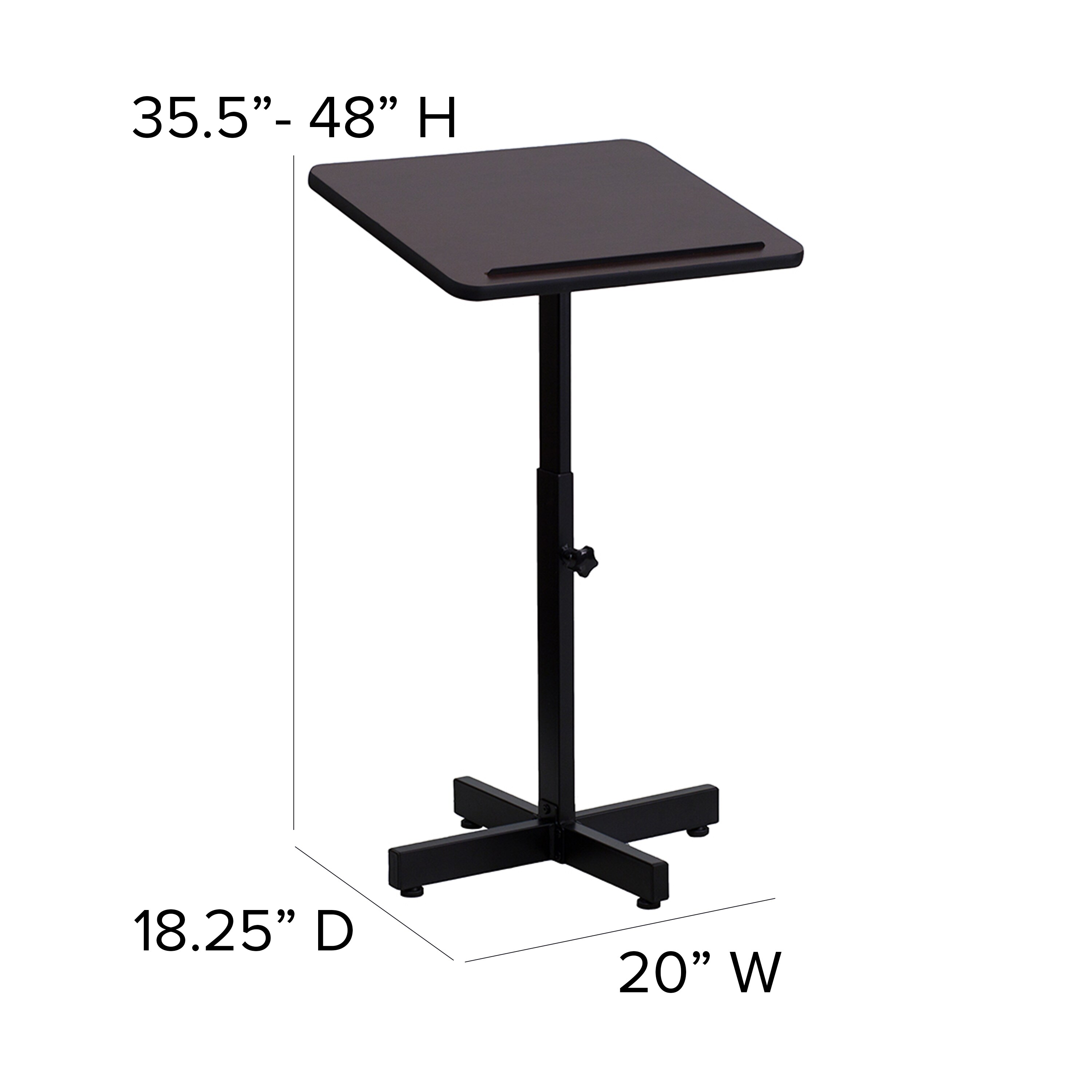 Adjustable Height Black Steel Lectern with Mahogany Top