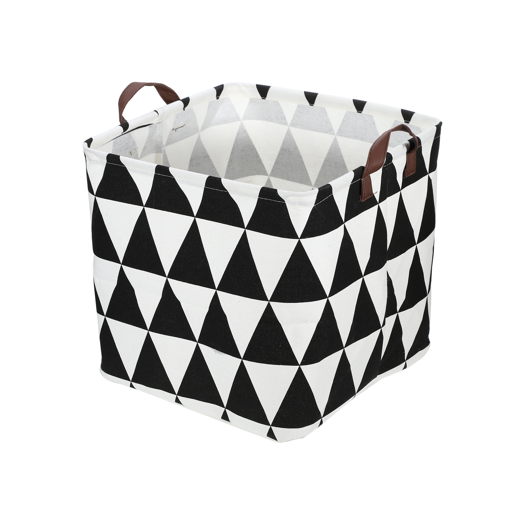 Unique Bargains Foldable Square Laundry Basket for Laundry Room 12.60 Inch x12.60 Inch x12.60 Inch 30L Black White 1pc Triangle