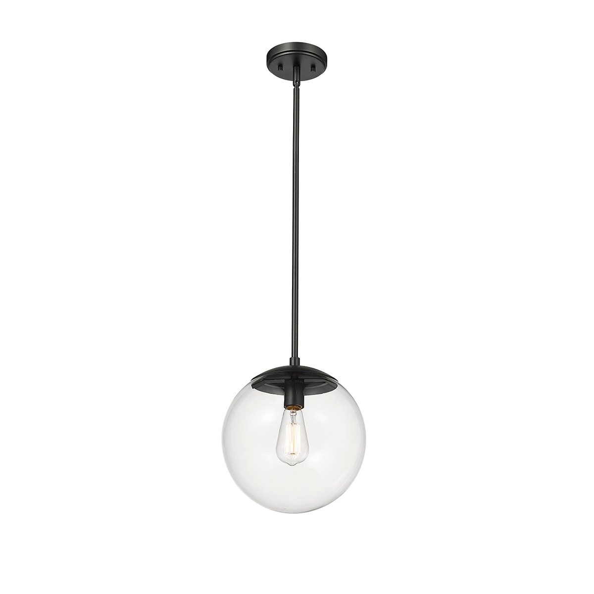 Avell Matte Black 11" Square Glass Pendant Light