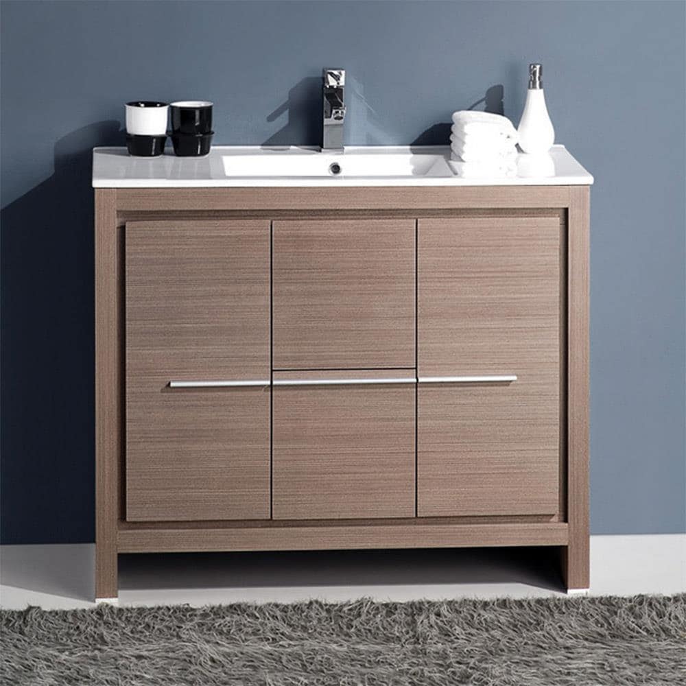 Fresca FCB8140GO-I Allier 40-in Gray Oak Single sink Bathroom Vanity with White Ceramic Top